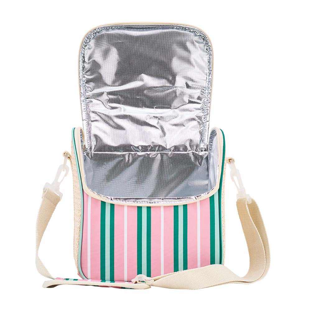 Annabel Trends Picnic Lunch Bag Rattan Detail Blue Oasis