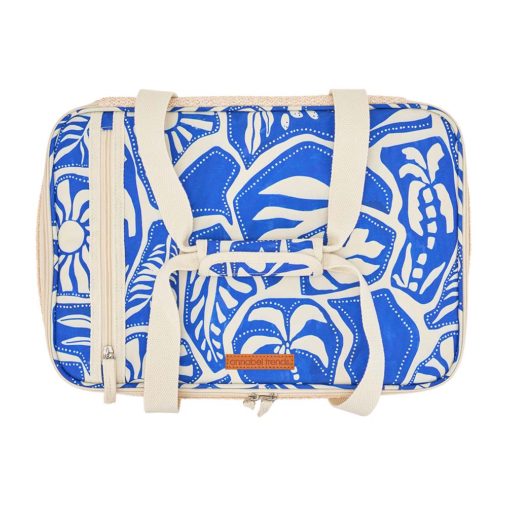 Annabel Trends Picnic Make & Take Bag Rattan Detail Blue Oasis