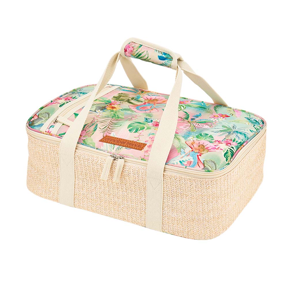 Annabel Trends Picnic Make & Take Bag Rattan Detail Pink & Green Stripe