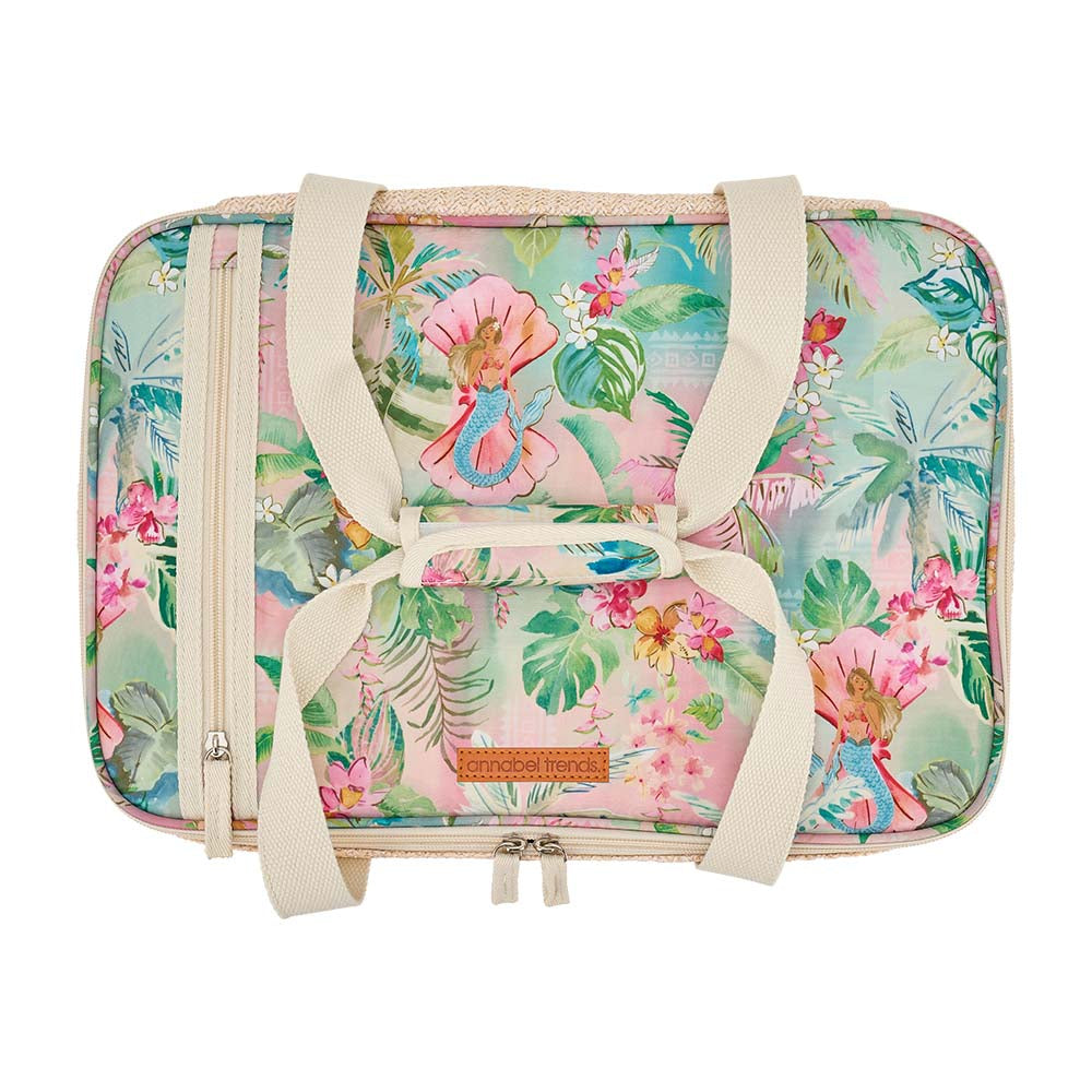 Annabel Trends Picnic Make & Take Bag Rattan Detail Pink & Green Stripe