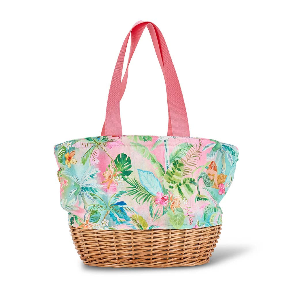Annabel Trends Picnic Lunch Bag Wicker Red & Pink Stripe