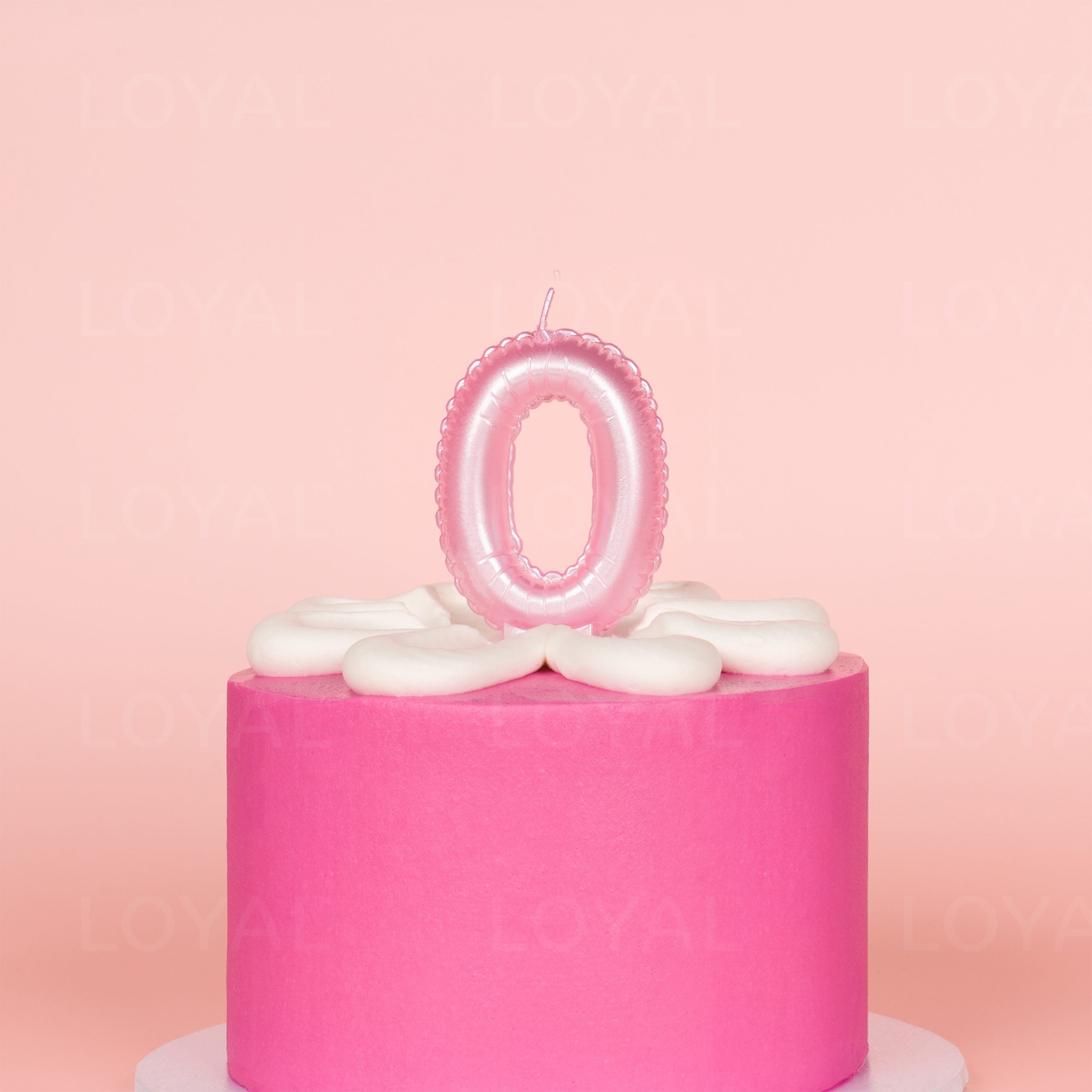 LOYAL Balloon Number "0" Candle - Metallic Pink