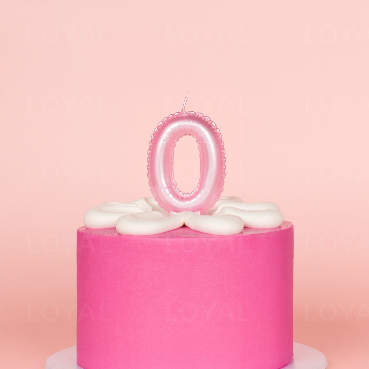 LOYAL Balloon Number "0" Candle - Metallic Pink