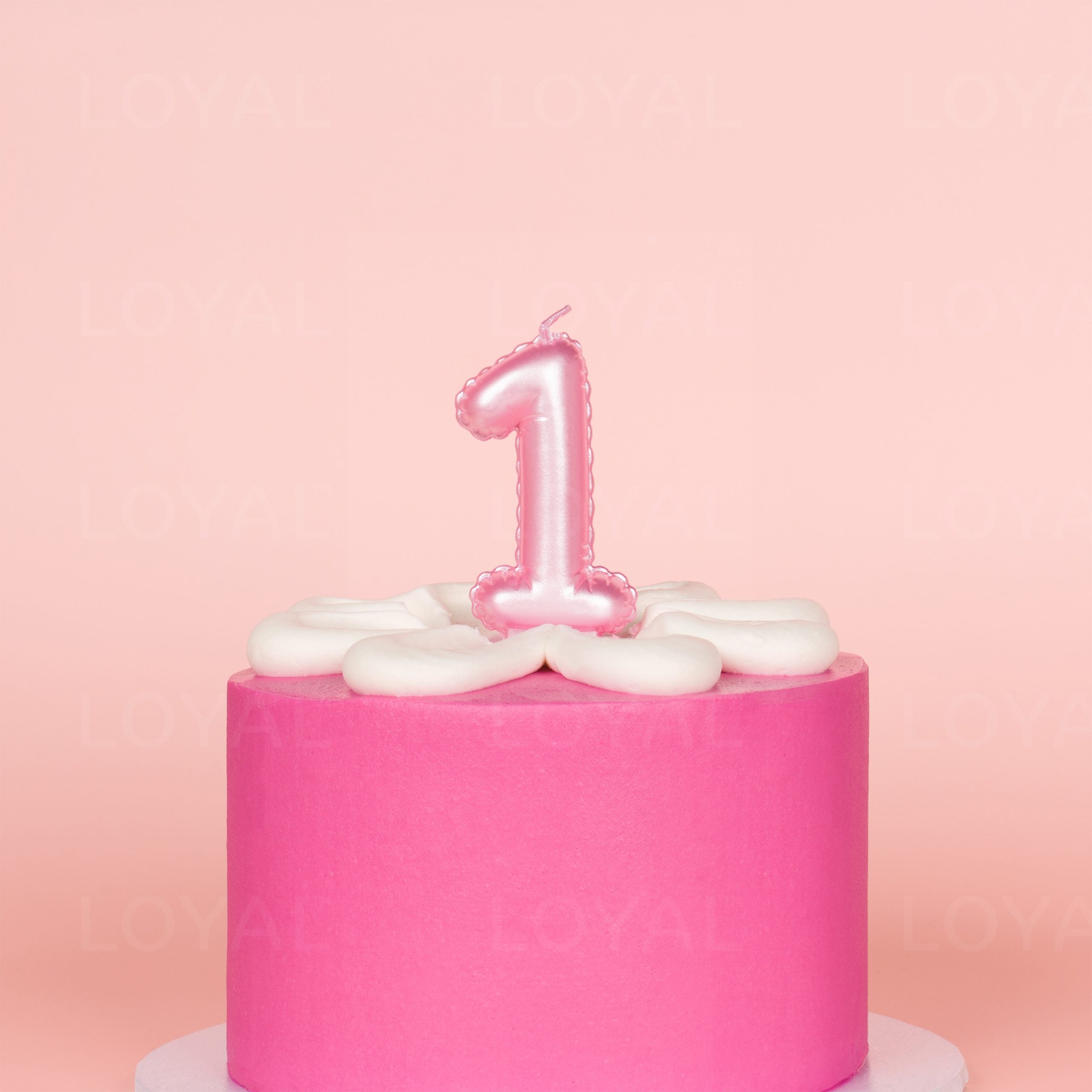 LOYAL Balloon Number "1" Candle - Metallic Pink