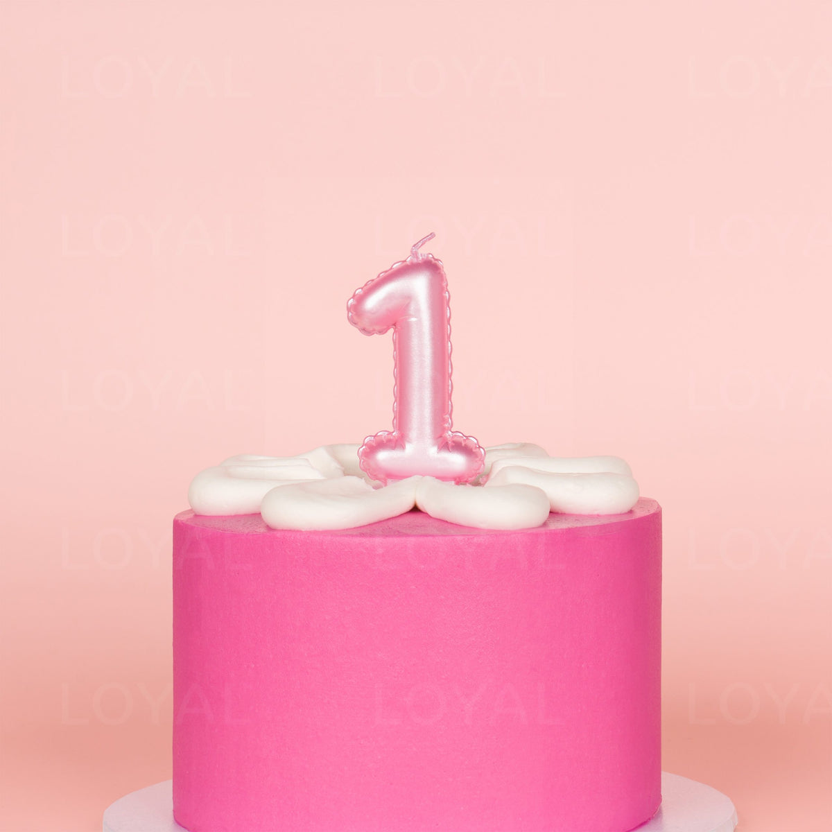 LOYAL Balloon Number "1" Candle - Metallic Pink