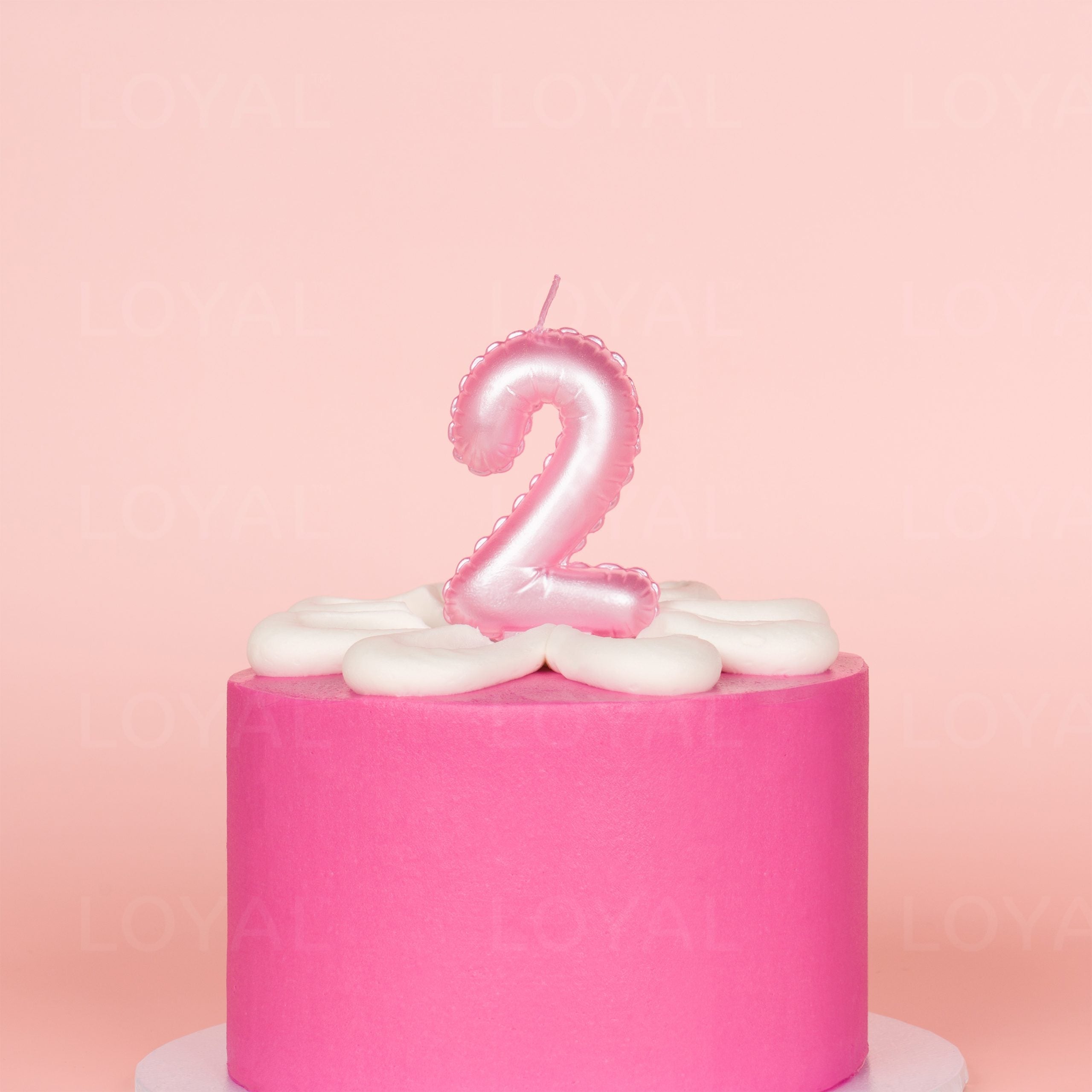 LOYAL Balloon Number "2" Candle - Metallic Pink