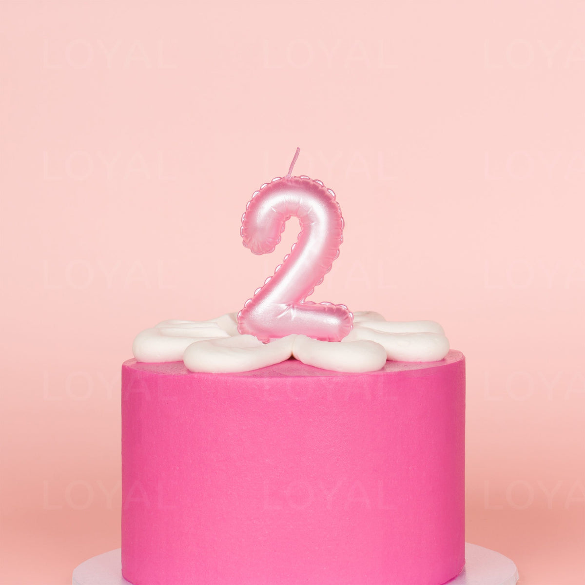 LOYAL Balloon Number "2" Candle - Metallic Pink