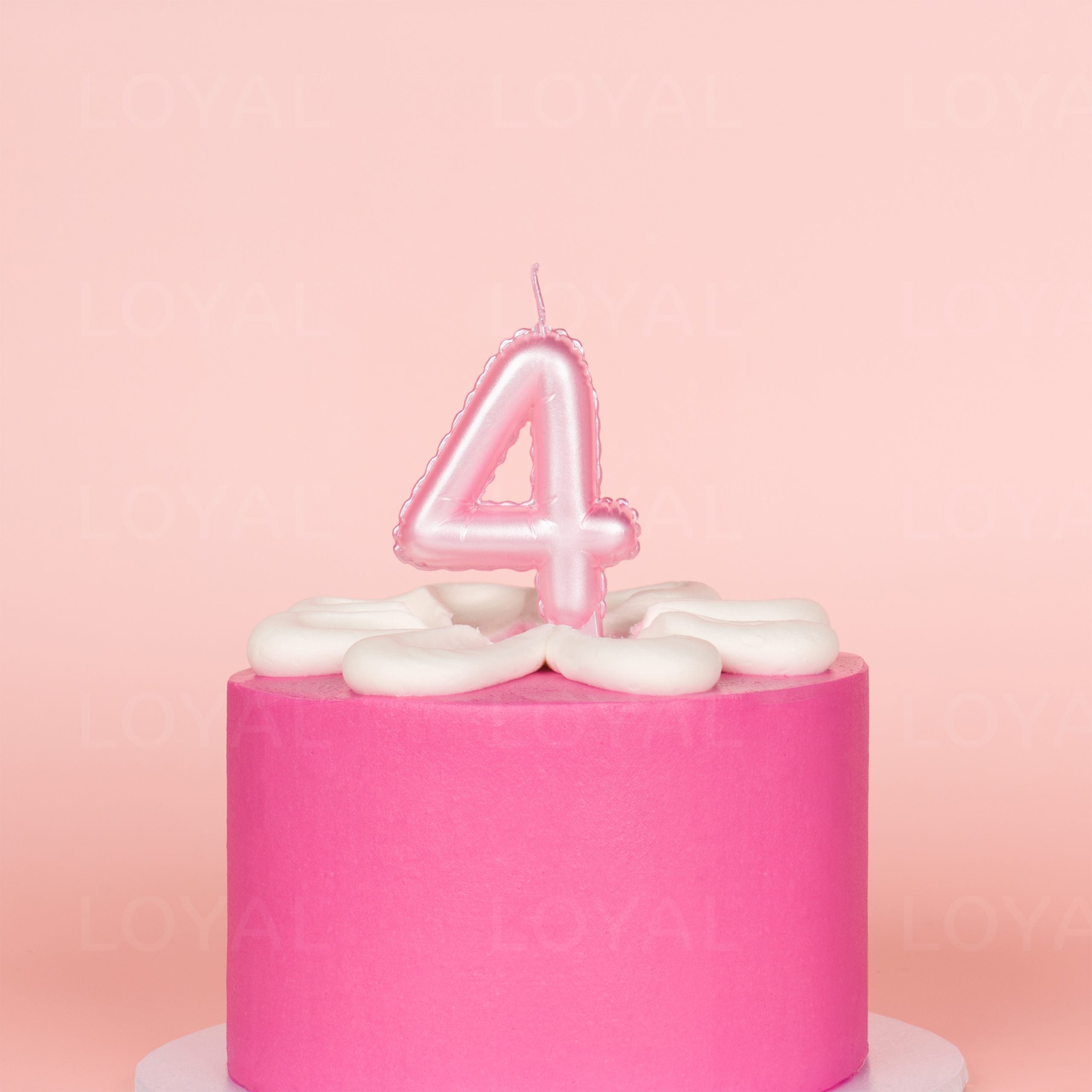 LOYAL Balloon Number "4" Candle - Metallic Pink