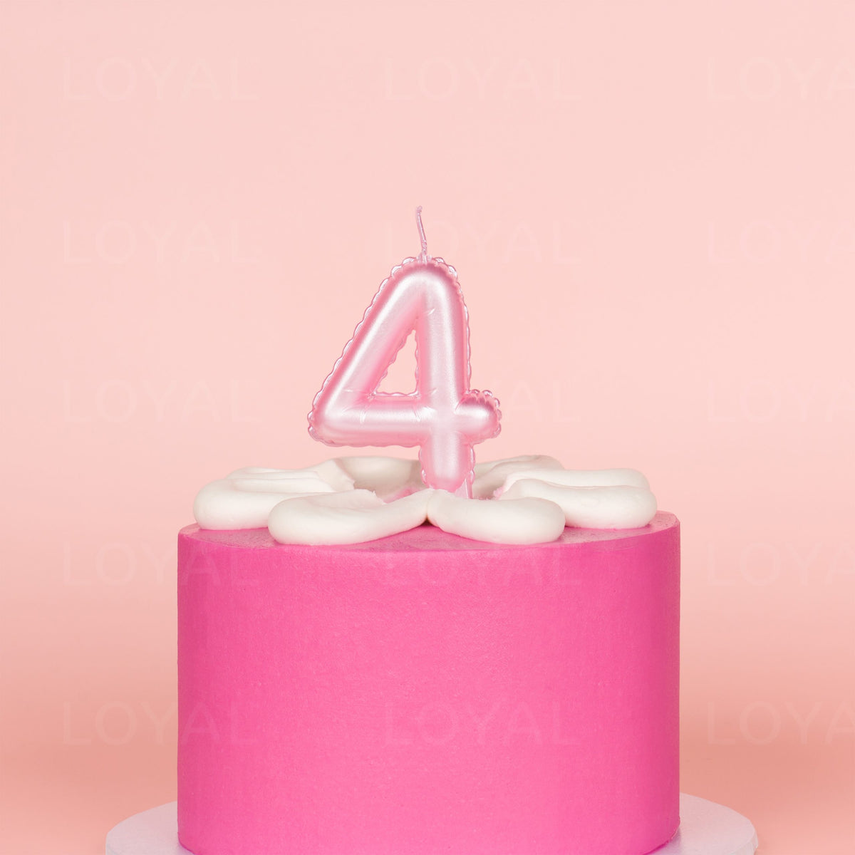 LOYAL Balloon Number "4" Candle - Metallic Pink