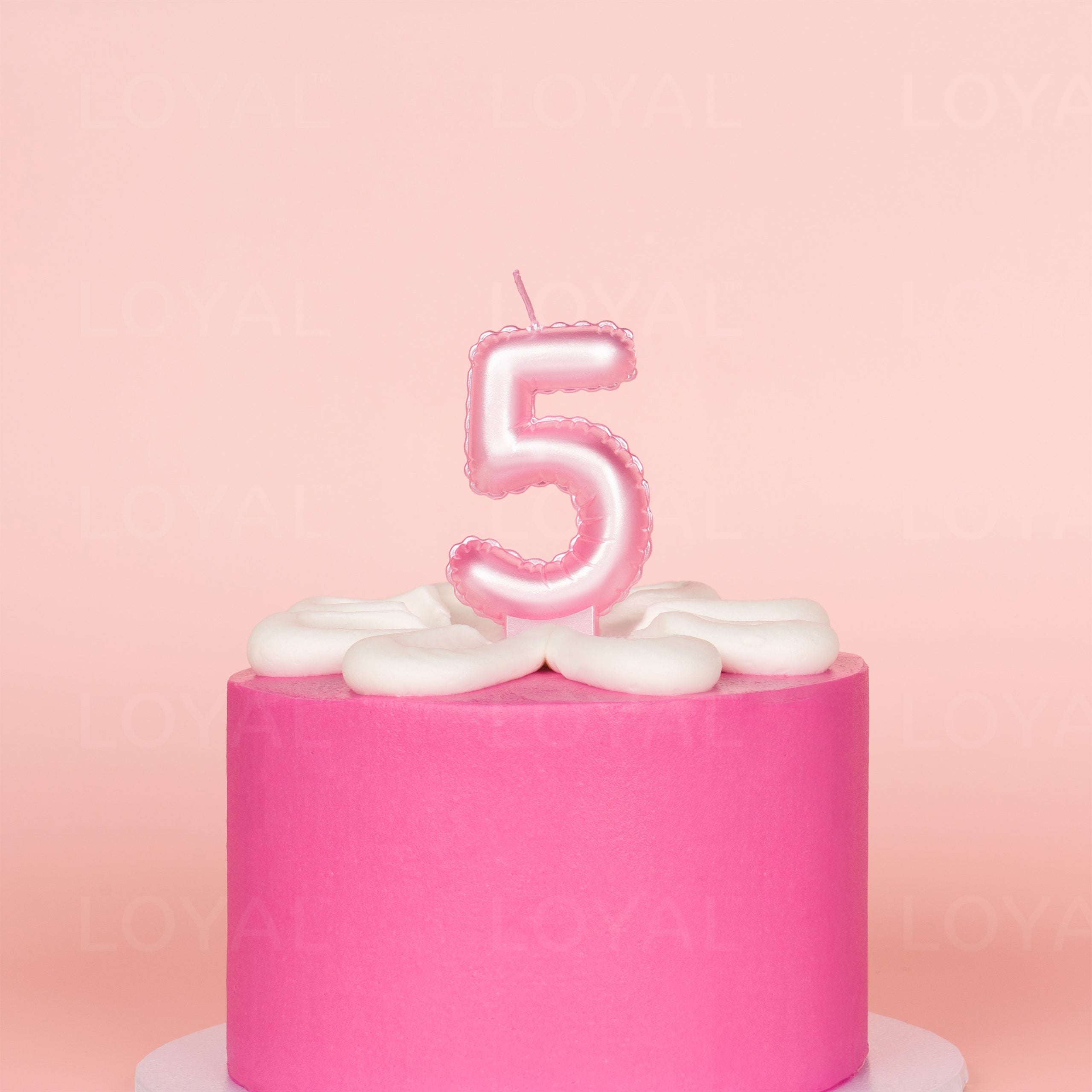 LOYAL Balloon Number "5" Candle - Metallic Pink