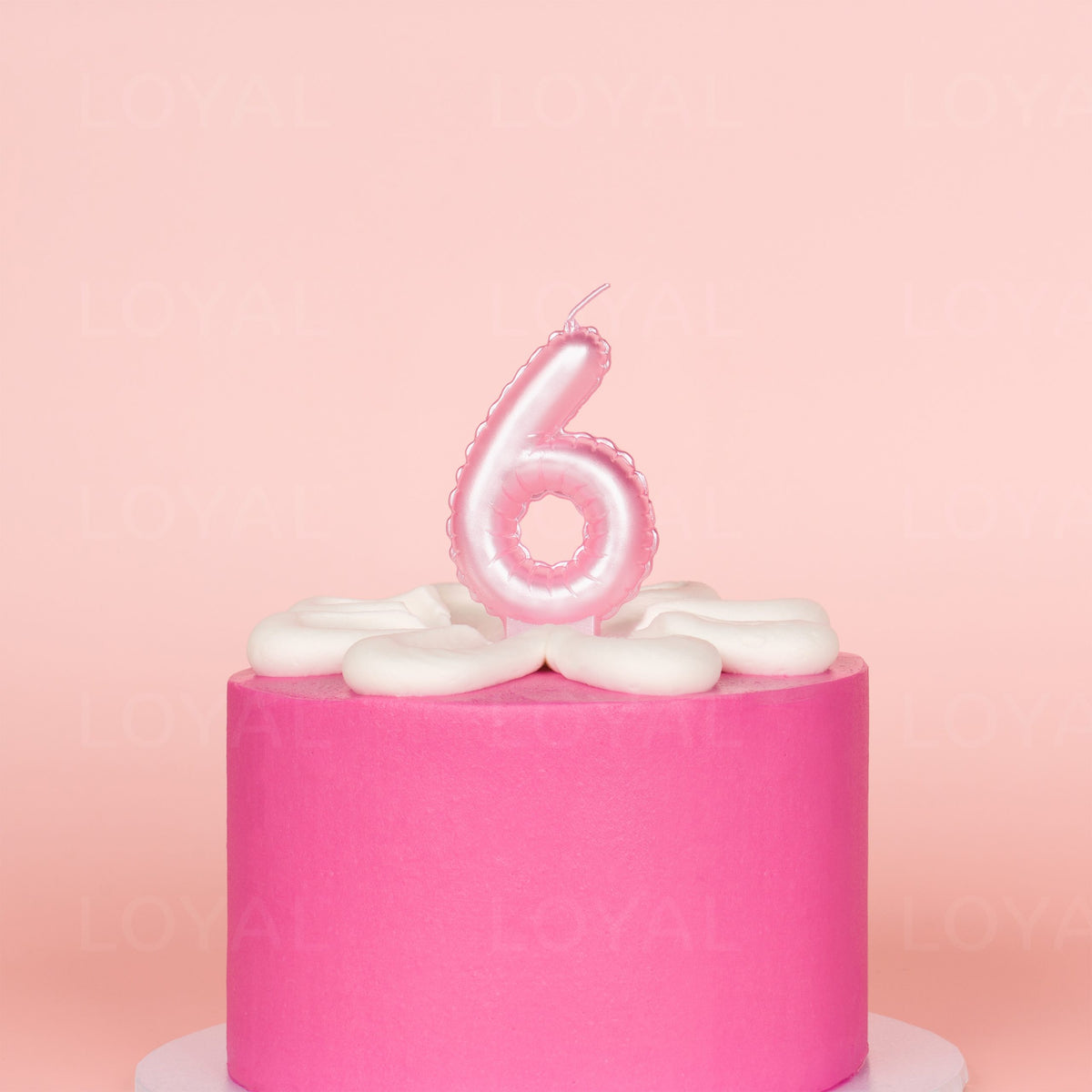 LOYAL Balloon Number "6" Candle - Metallic Pink