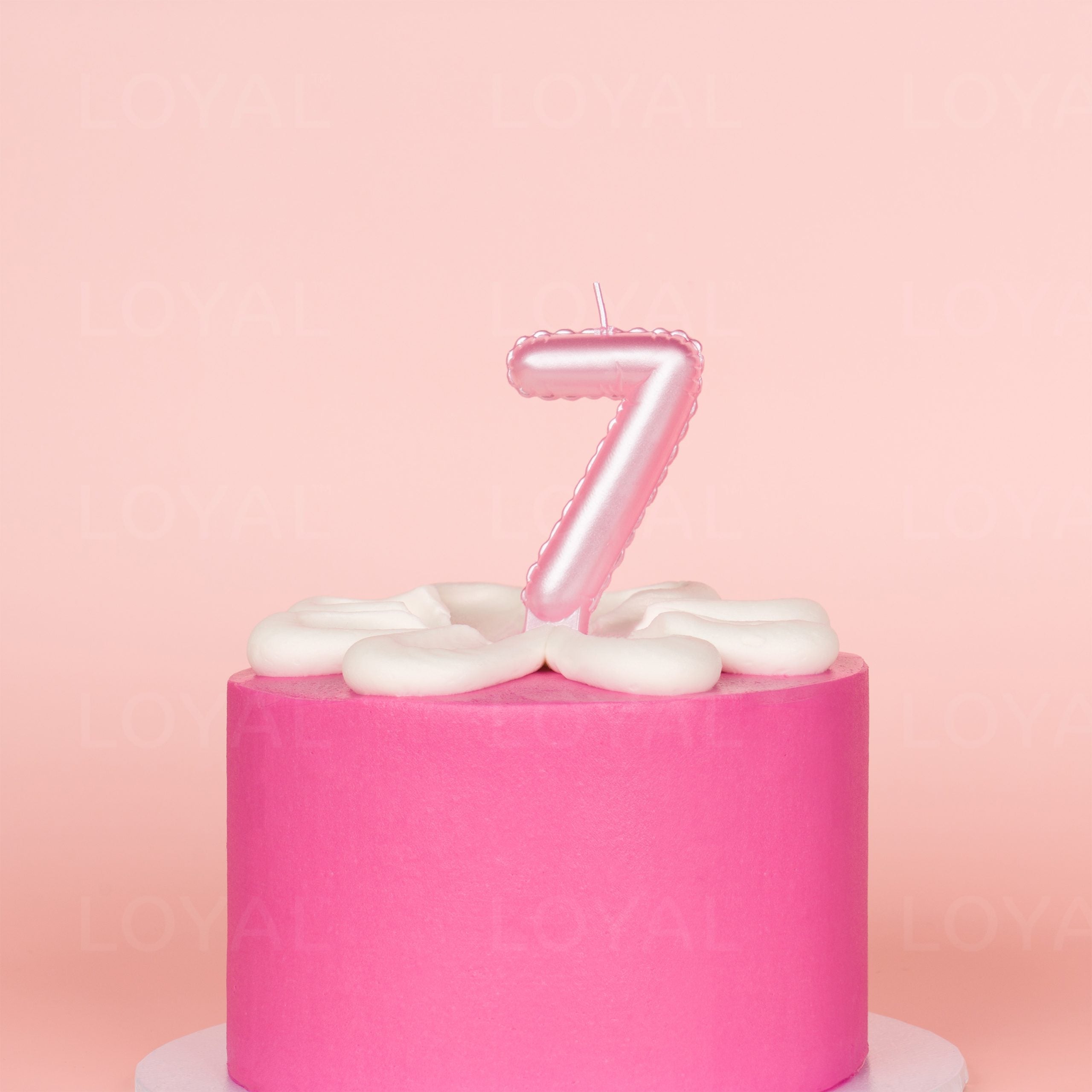 LOYAL Balloon Number "7" Candle - Metallic Pink