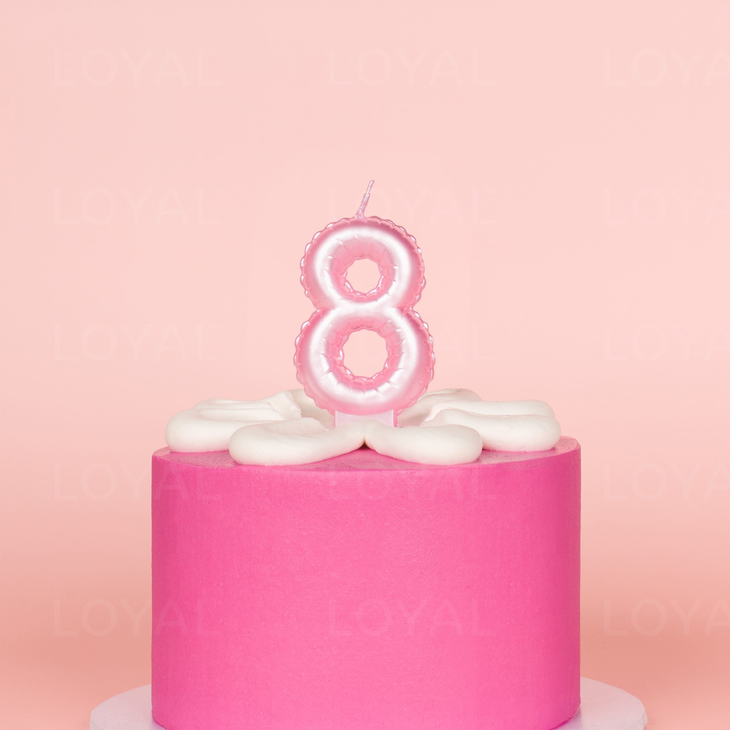 LOYAL Balloon Number "8" Candle - Metallic Pink