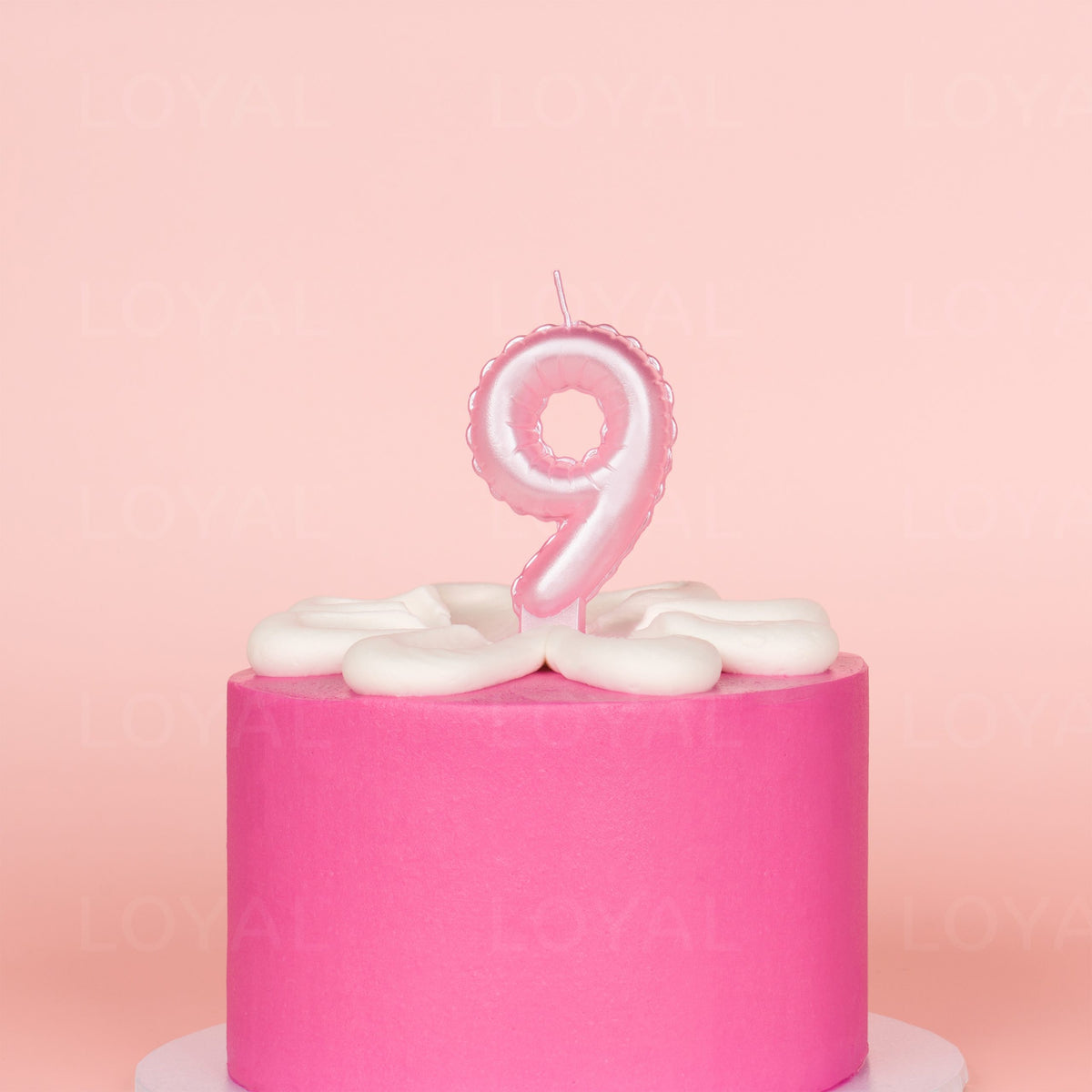 LOYAL Balloon Number "9" Candle - Metallic Pink