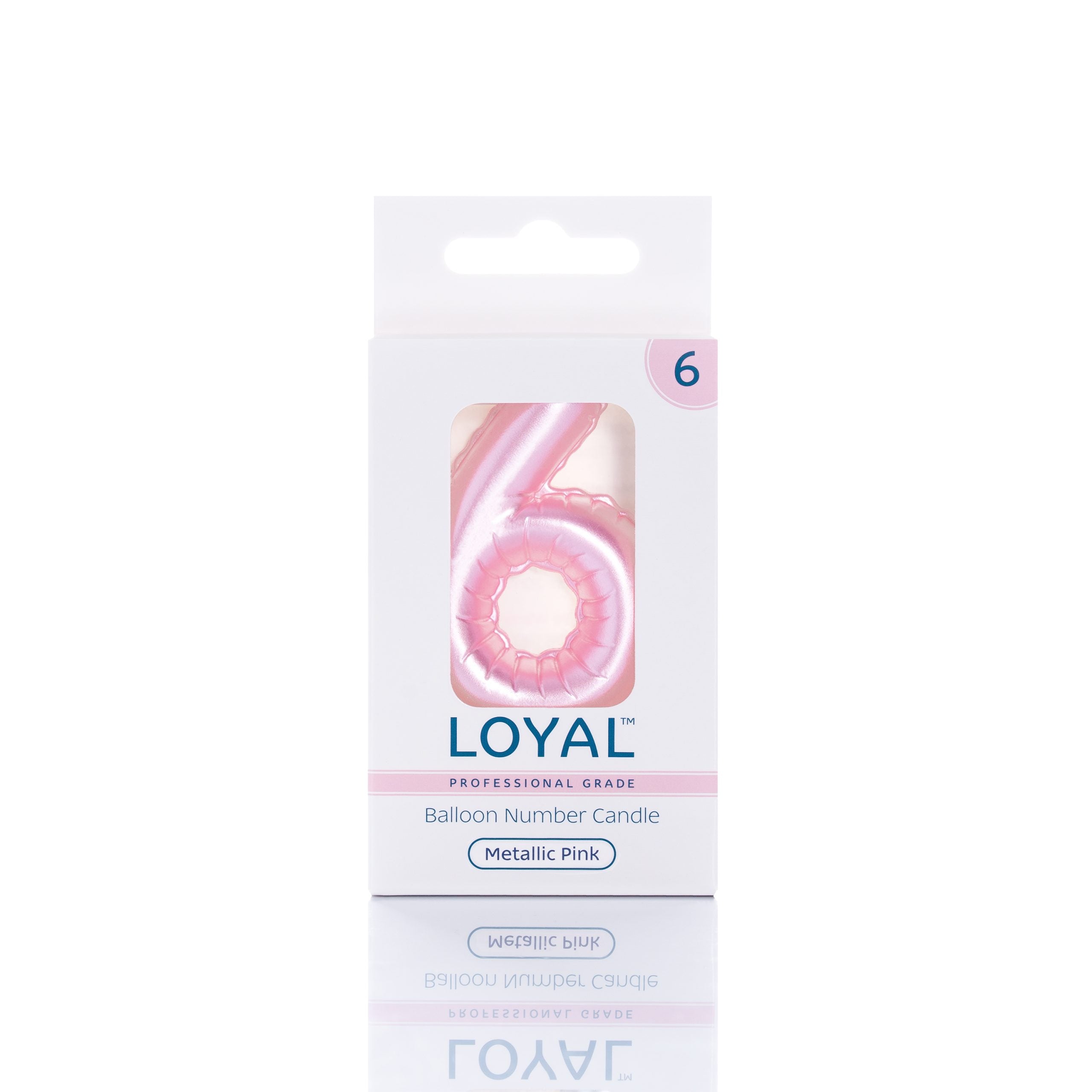 LOYAL Balloon Number "6" Candle - Metallic Pink