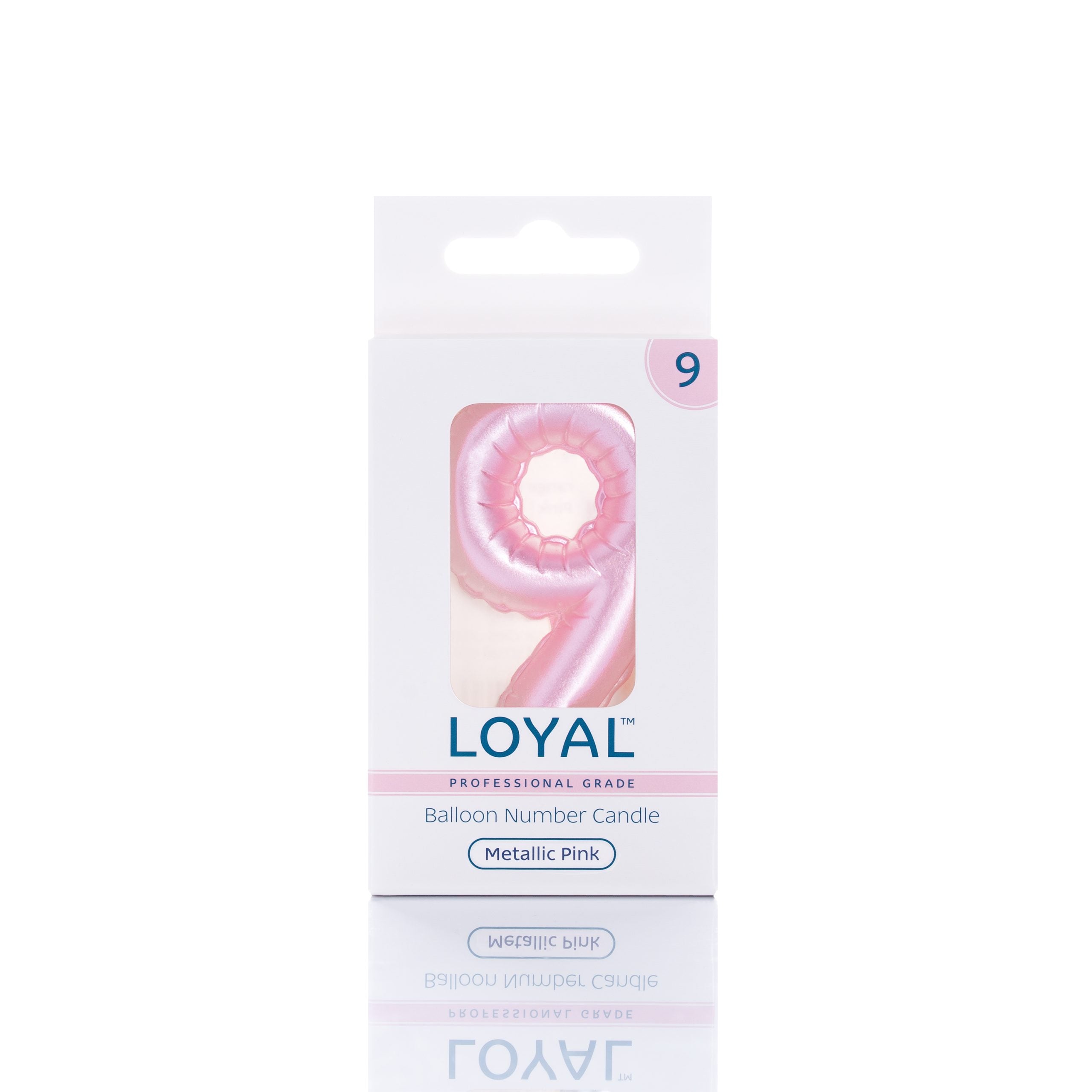 LOYAL Balloon Number "9" Candle - Metallic Pink