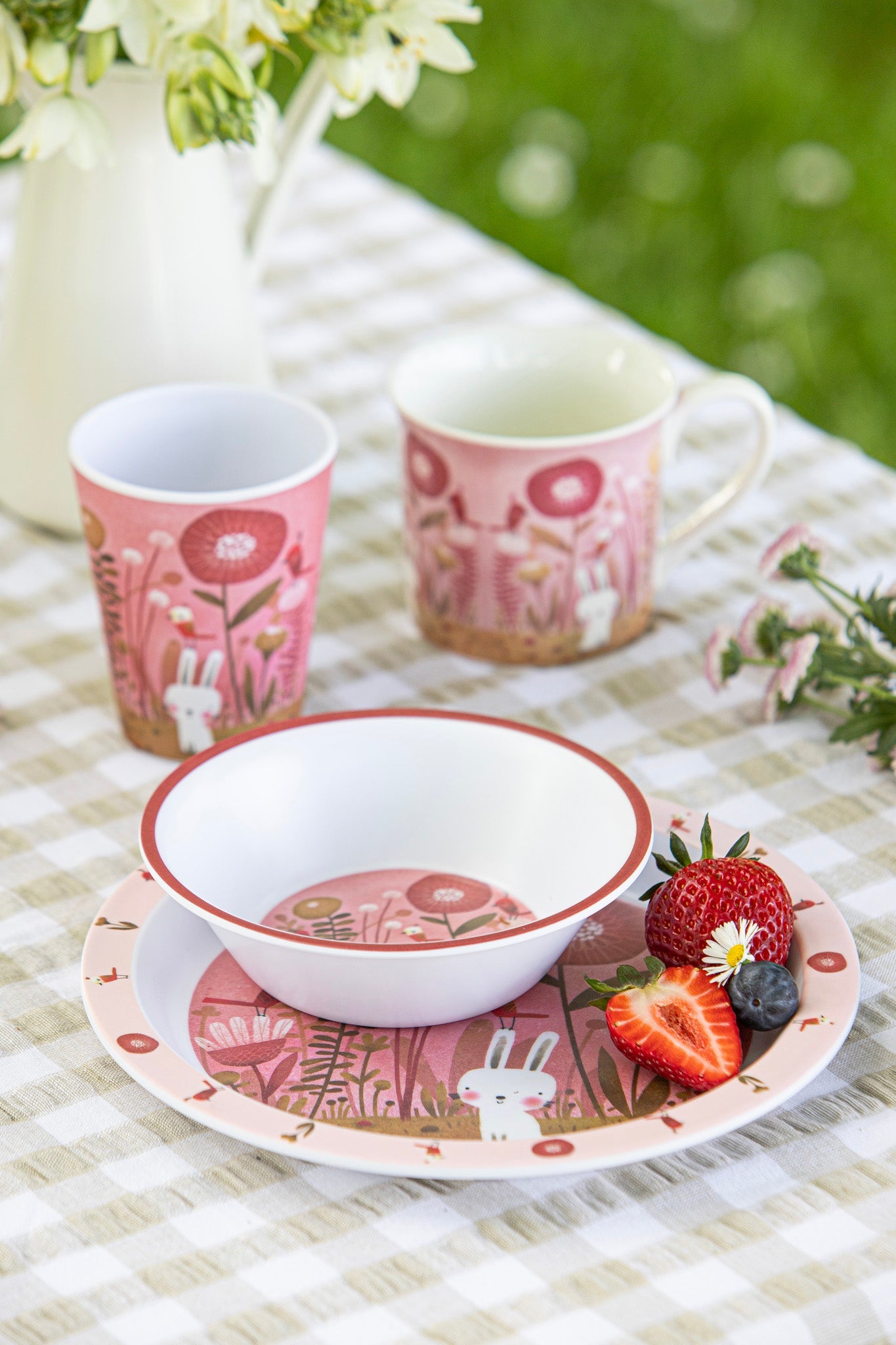 Ashdene Playful Bunnies Garden 3pc Kids Dinner Set