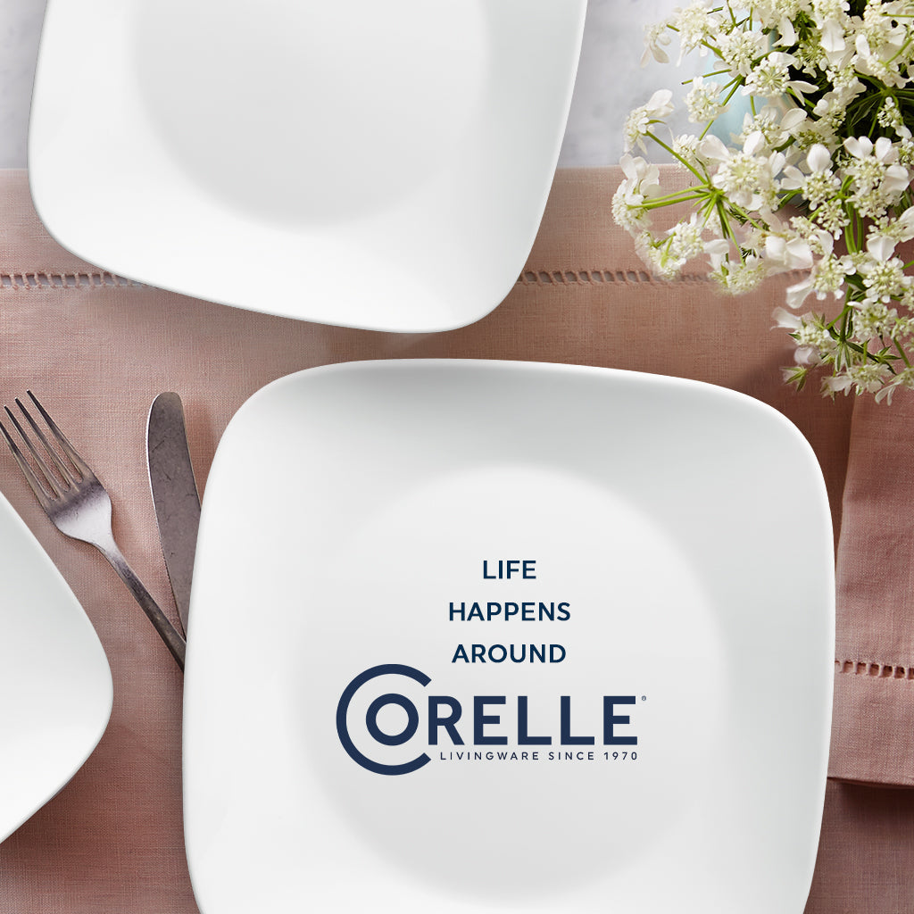 Corelle Pure White 12 Piece Dinner Square Set