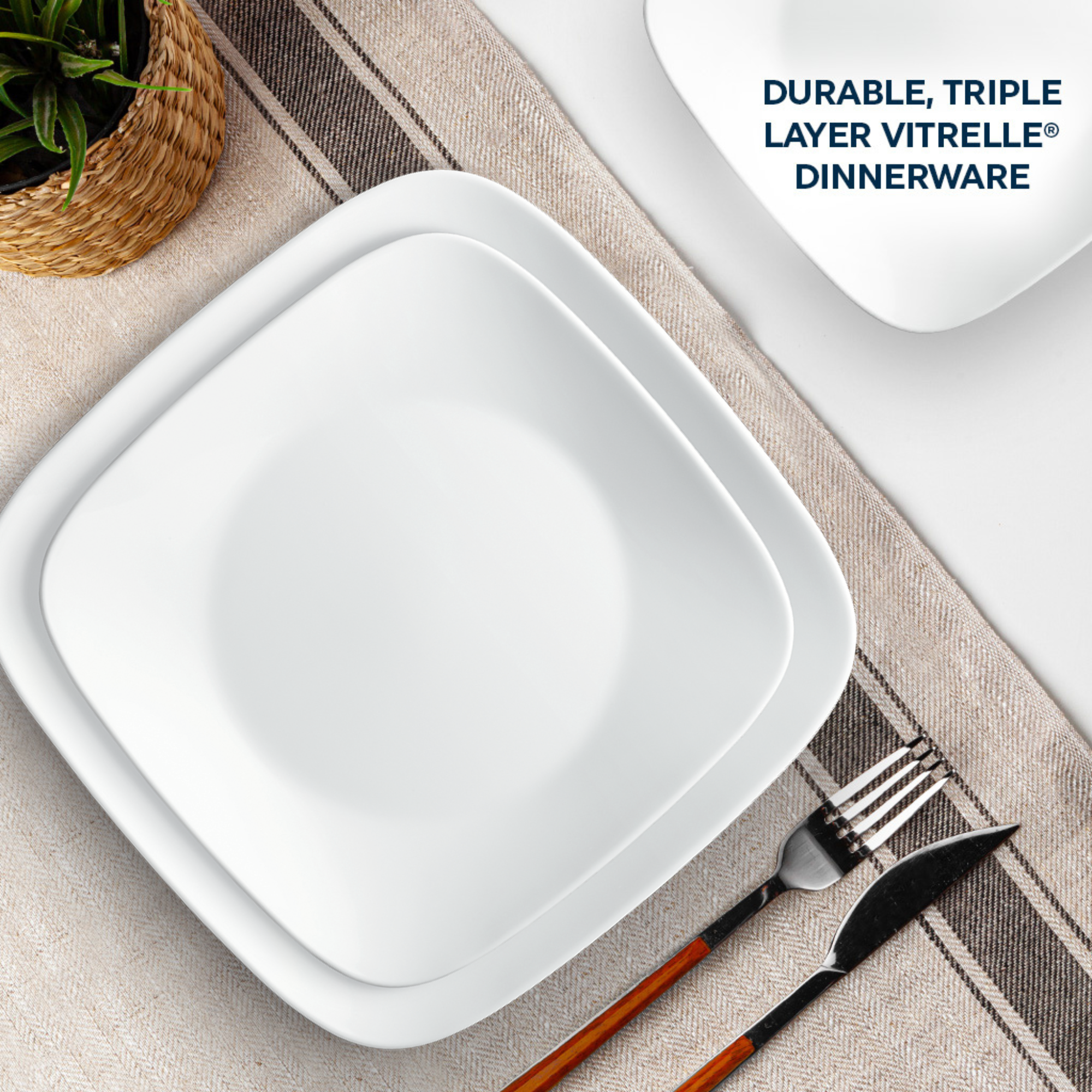 Corelle Pure White 18 Piece Dinner Square Set