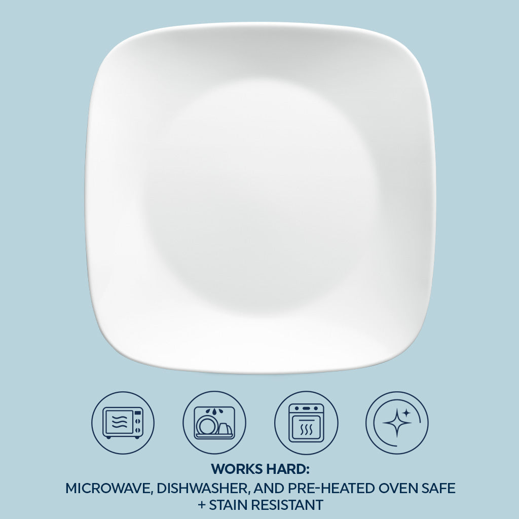 Corelle Pure White 12 Piece Dinner Square Set