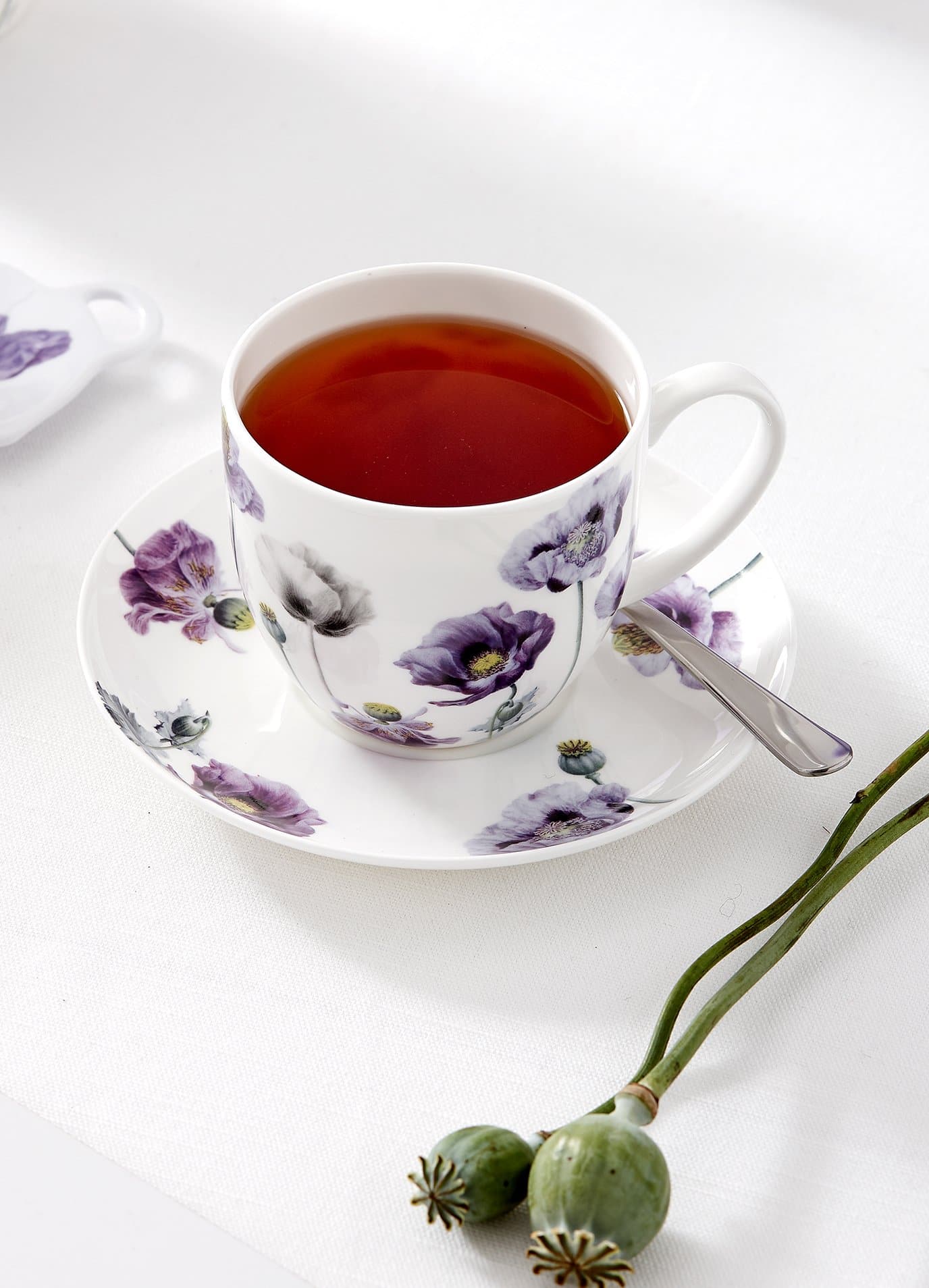 Ashdene Purple Poppies AWM Teapot & 2 Teacup Set