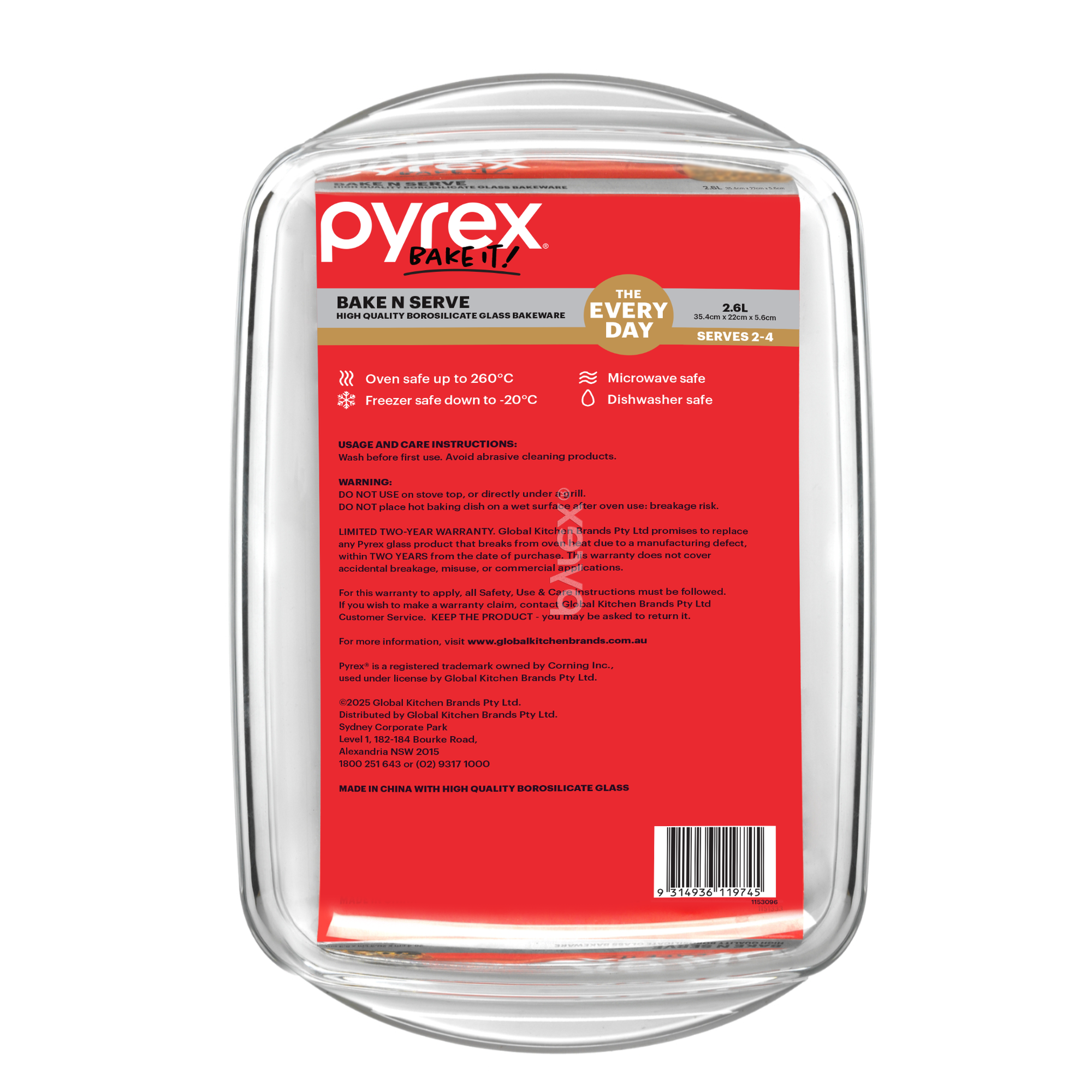 Pyrex Bake N Serve Rectangle Baking Dish (2.6L)