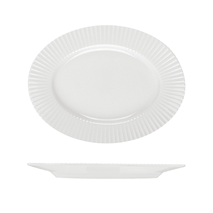 RAK Spectra Oval Platter - Flat Wide Rim (340mm - White)