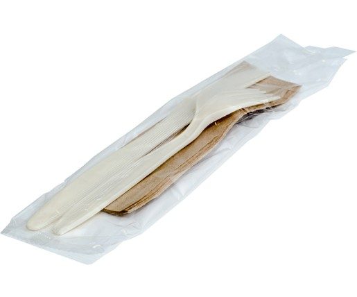 ecoware CPLA Fork Knife Napkin 6.5 inch Set (Carton of 250 Sets)