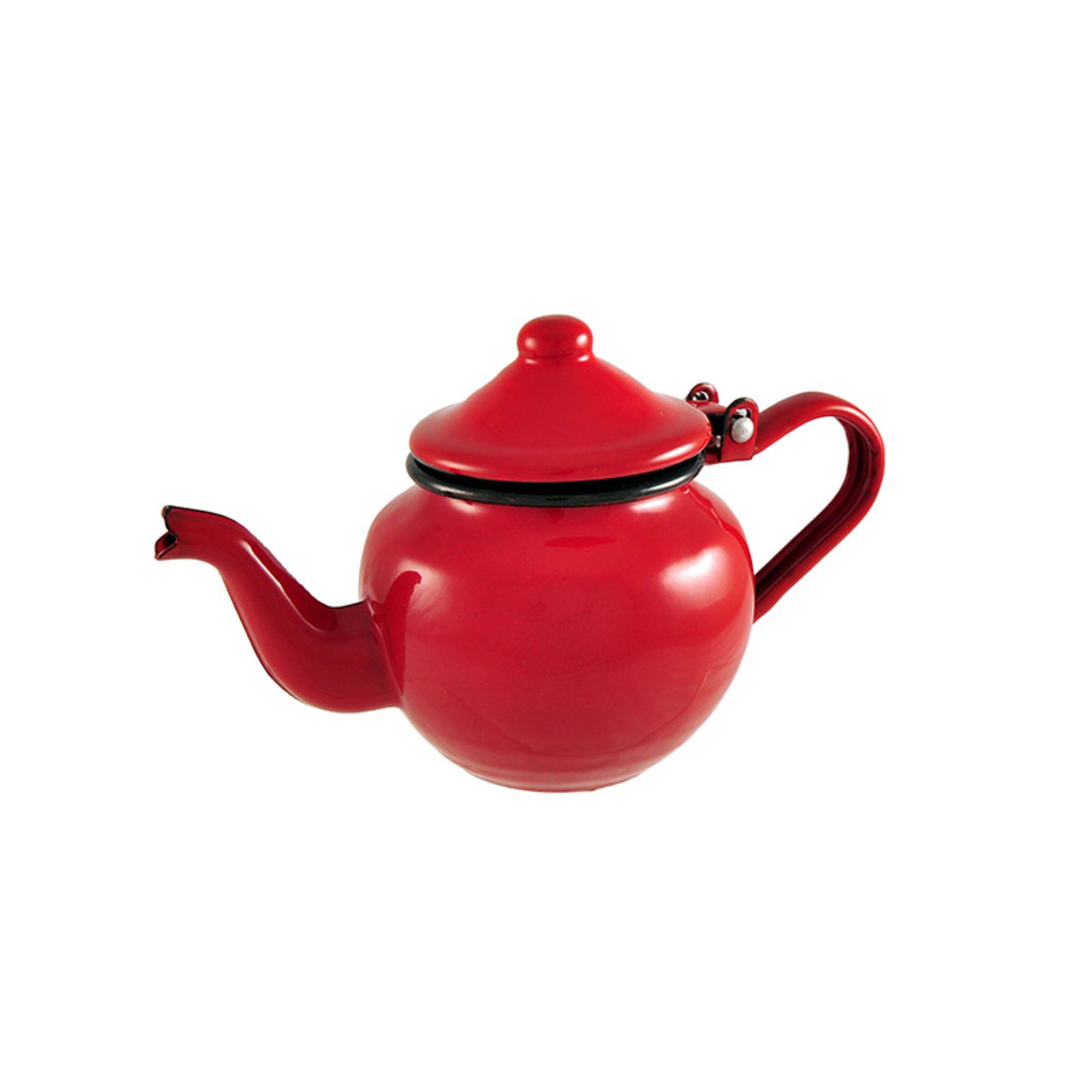 Urban Style Enamelware Teapot 425ml - Red with Black Rim
