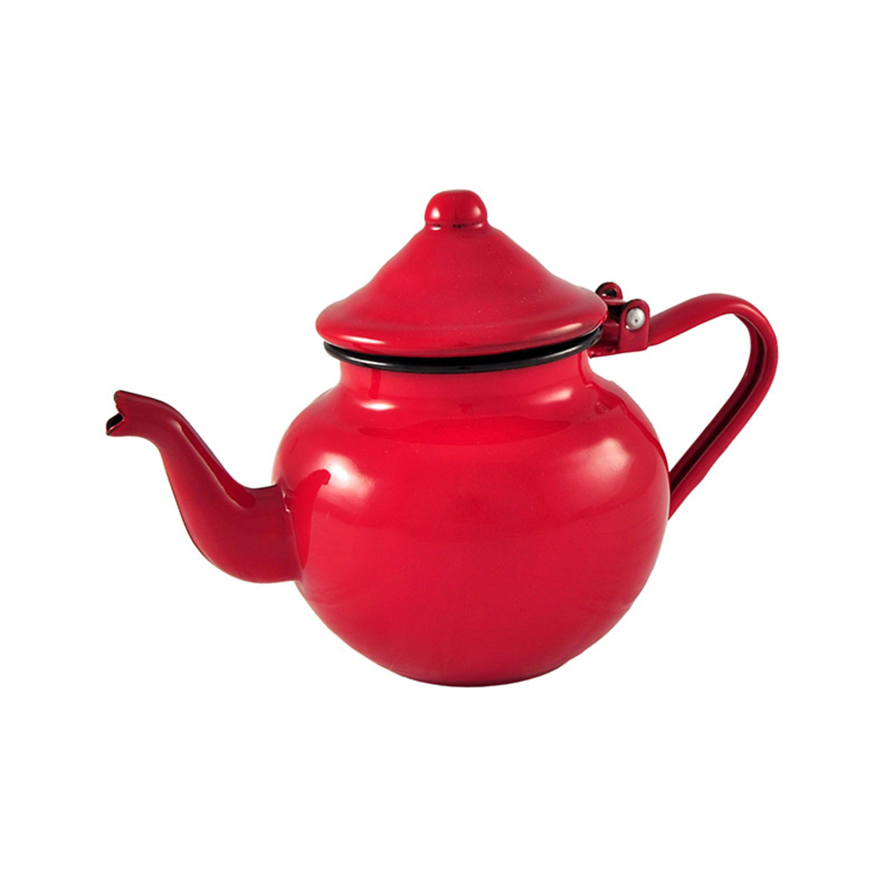 Urban Style Enamelware Teapot 700ml - Red with Black Rim