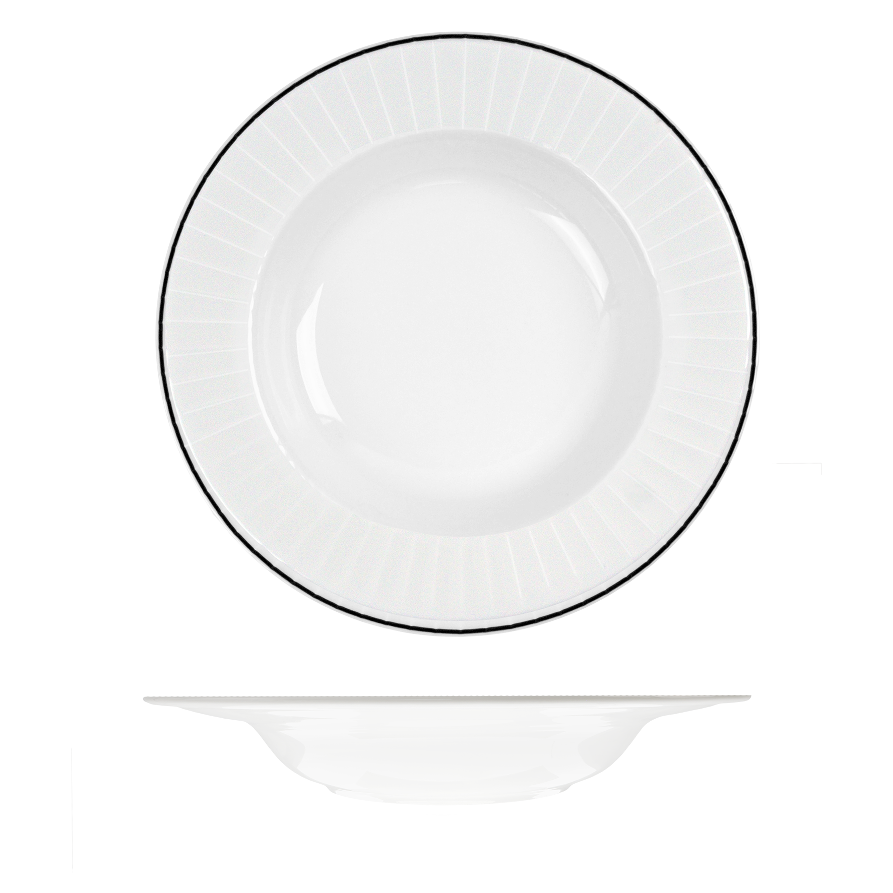 RAK Harriette Round Bowl - Wide Rim (300mm - White with Black Line)