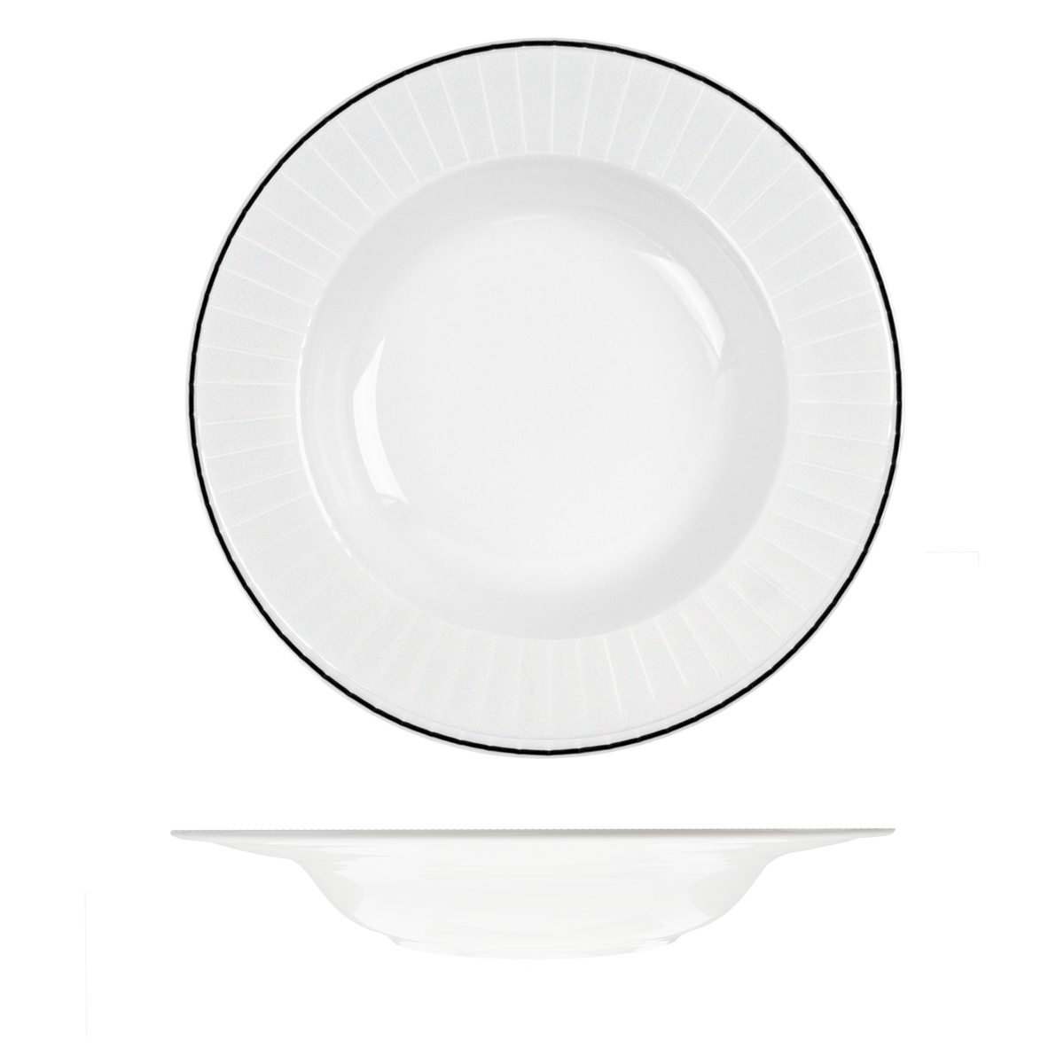 RAK Harriette Round Bowl - Wide Rim (300mm - White with Black Line)