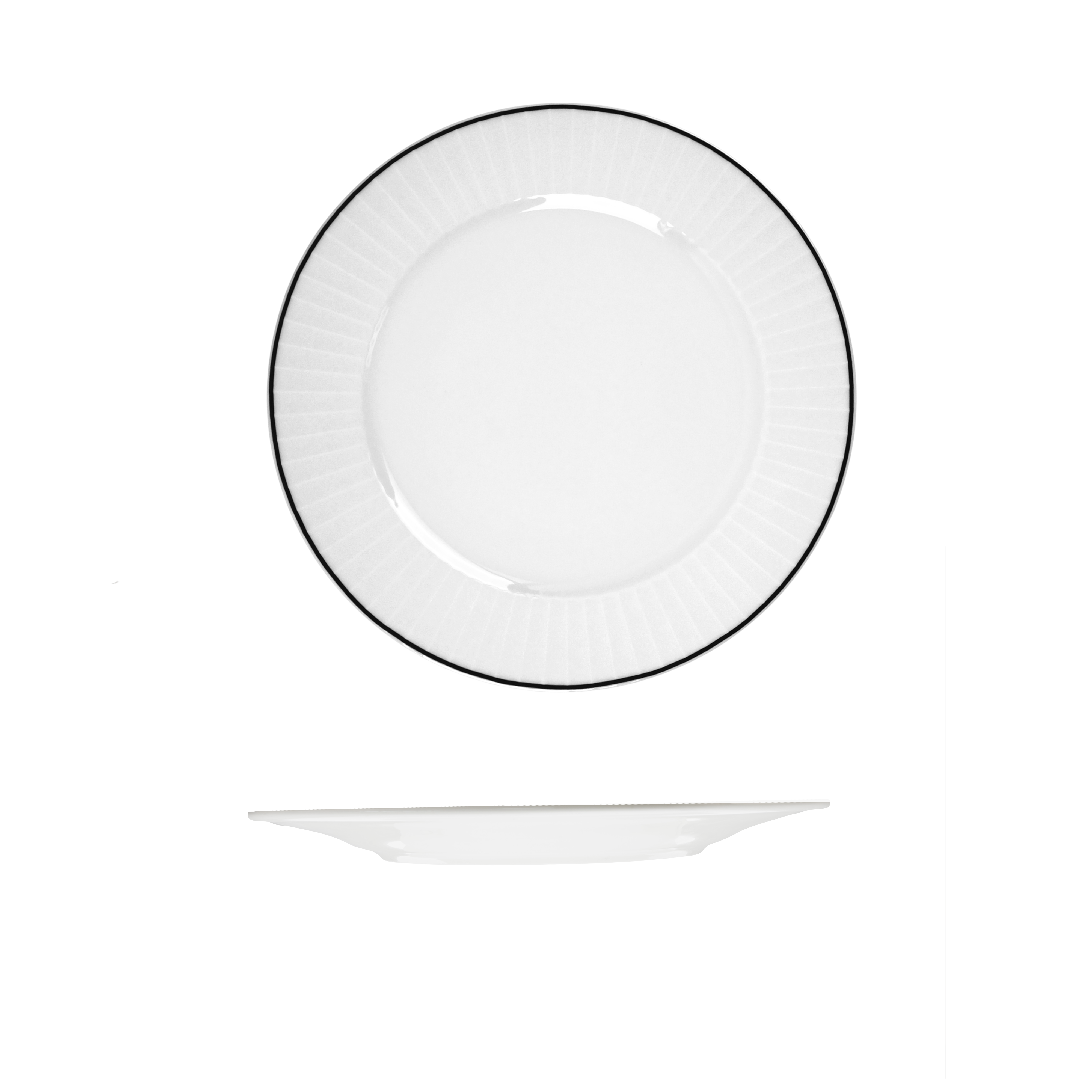 RAK Harriette Round Plate - Wide Rim (210mm - White with Black Line)