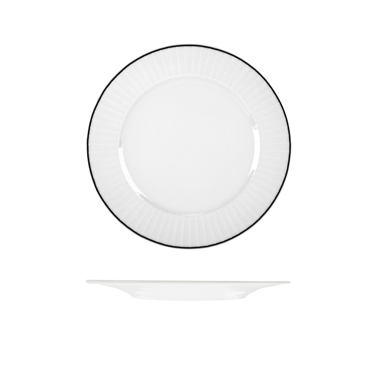 RAK Harriette Round Plate - Wide Rim (270mm - White with Black Line)