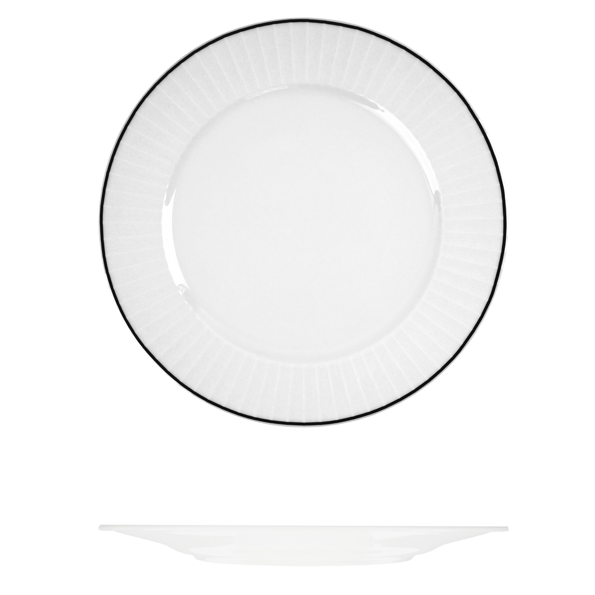 RAK Harriette Round Plate - Wide Rim (310mm - White with Black Line)