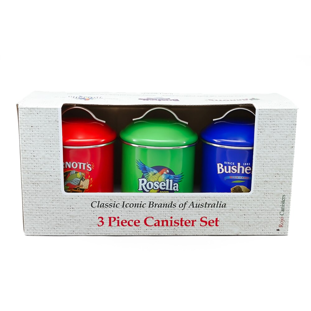 Arnott’s, Bushells & Rosella Canisters Set of 3 - Red, Blue & Green