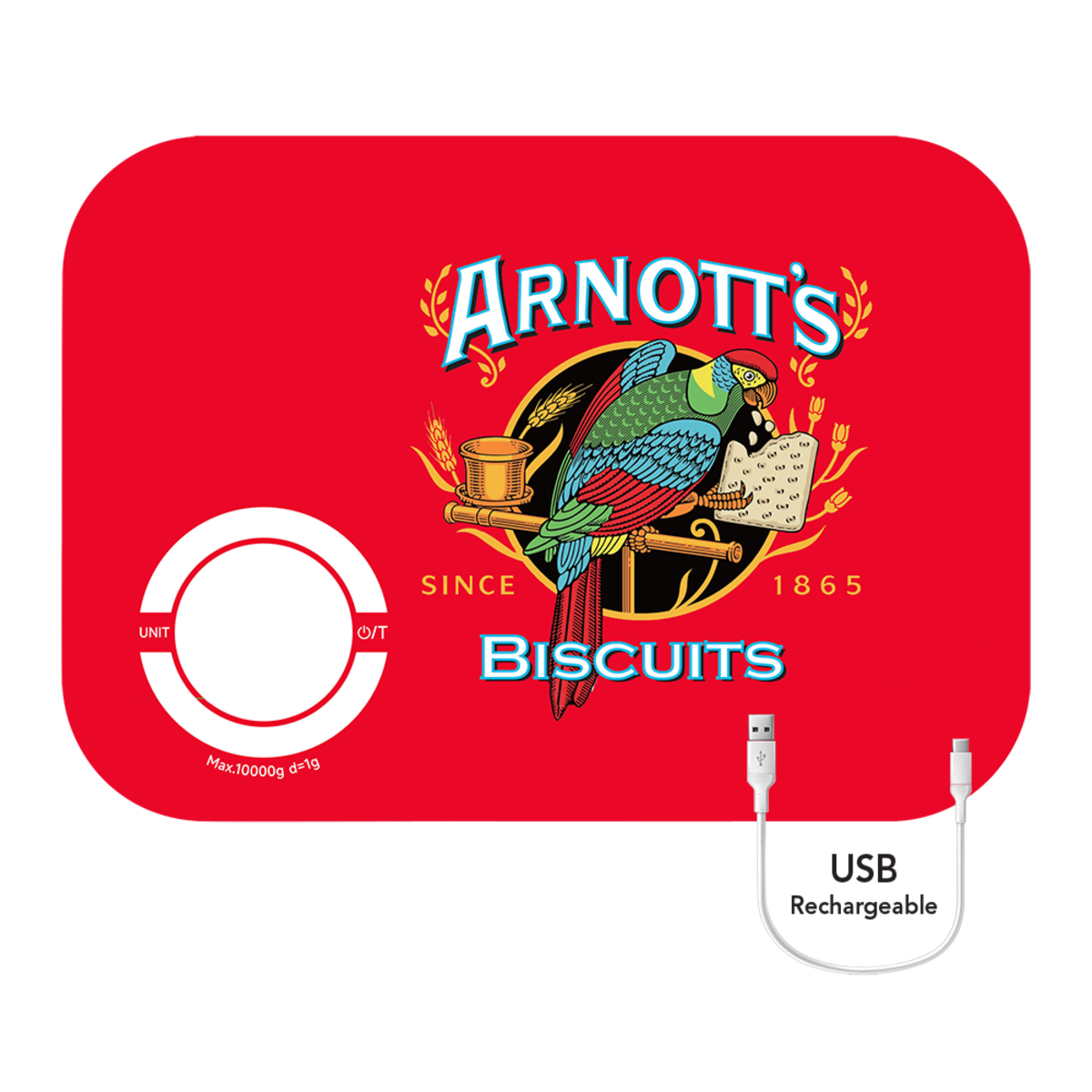 Rojo Arnott's Rechargeable Digital Kitchen Scale 10kg Red