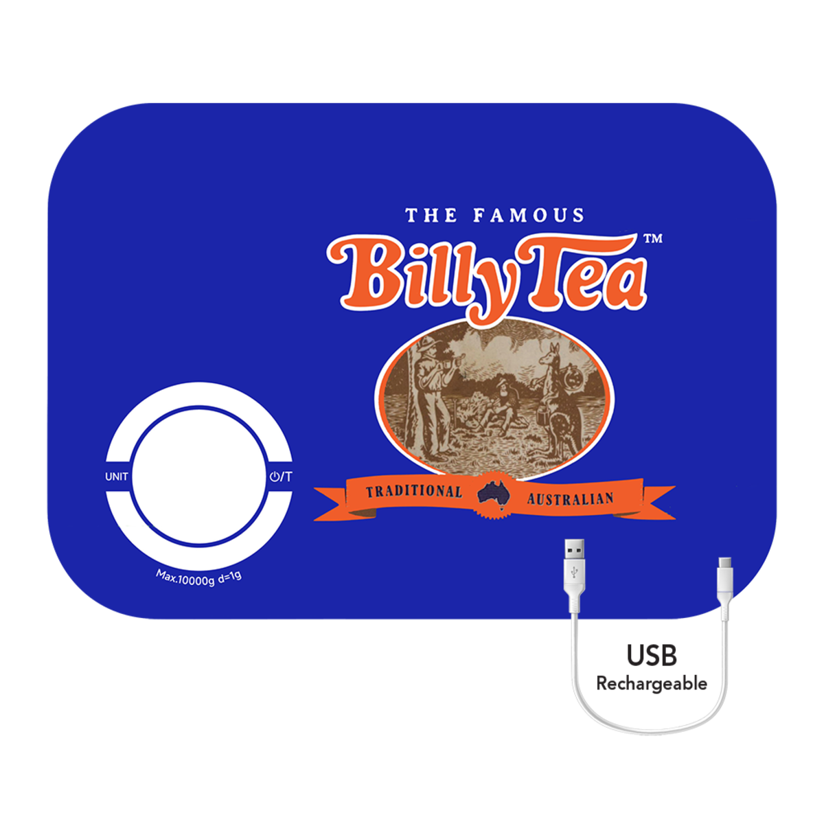 Rojo Billy Tea Rechargeable Digital Kitchen Scale 10kg Blue