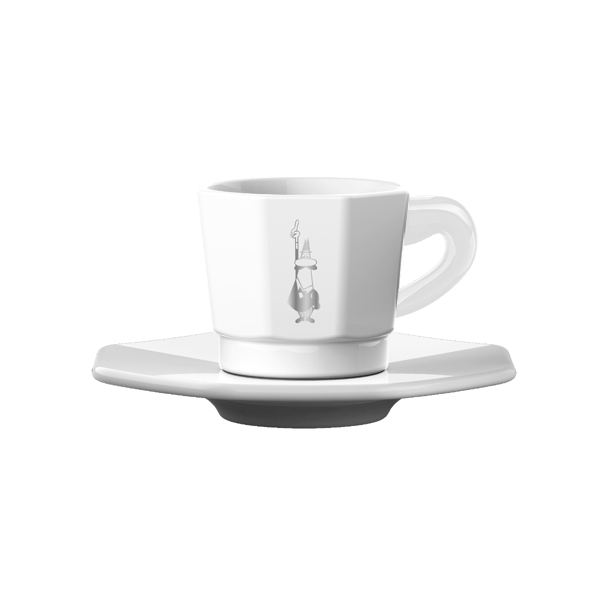 Bialetti 8 Face Cups White 75ml – Set of 4 Porcelain Espresso Cups