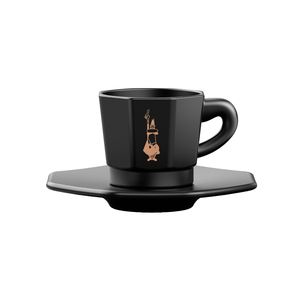 Bialetti 8 Face Cups Black 75ml – Set of 4 Porcelain Espresso Cups