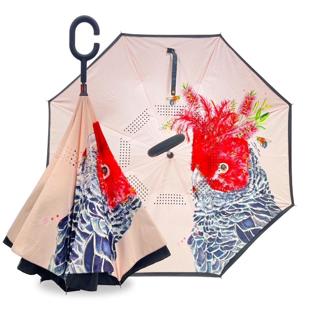 IOco Reverse Umbrella UPF50+ - Gang-gang Cockatoo
