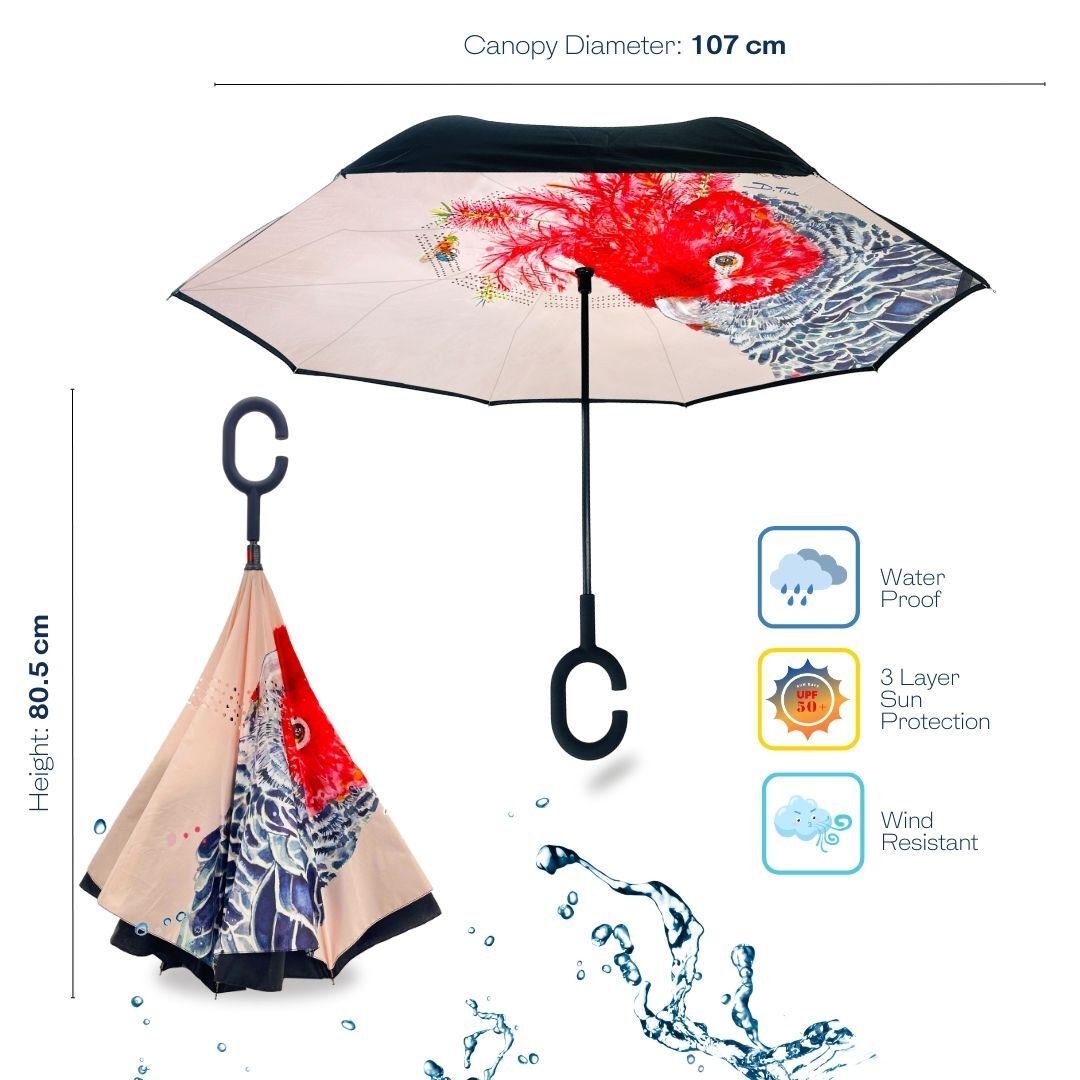 IOco Reverse Umbrella UPF50+ - Gang-gang Cockatoo