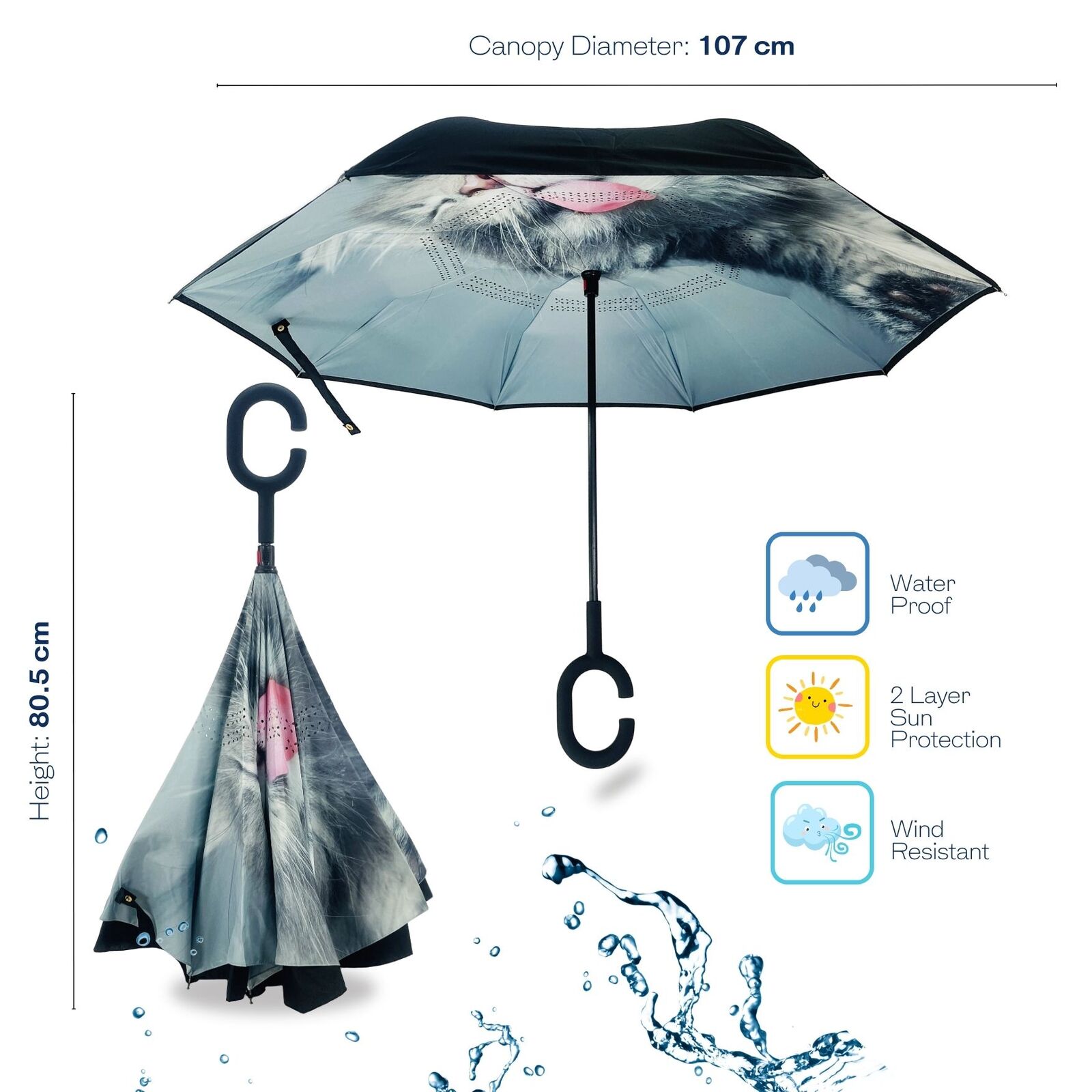 IOco Reverse Umbrella - Sassy Cat