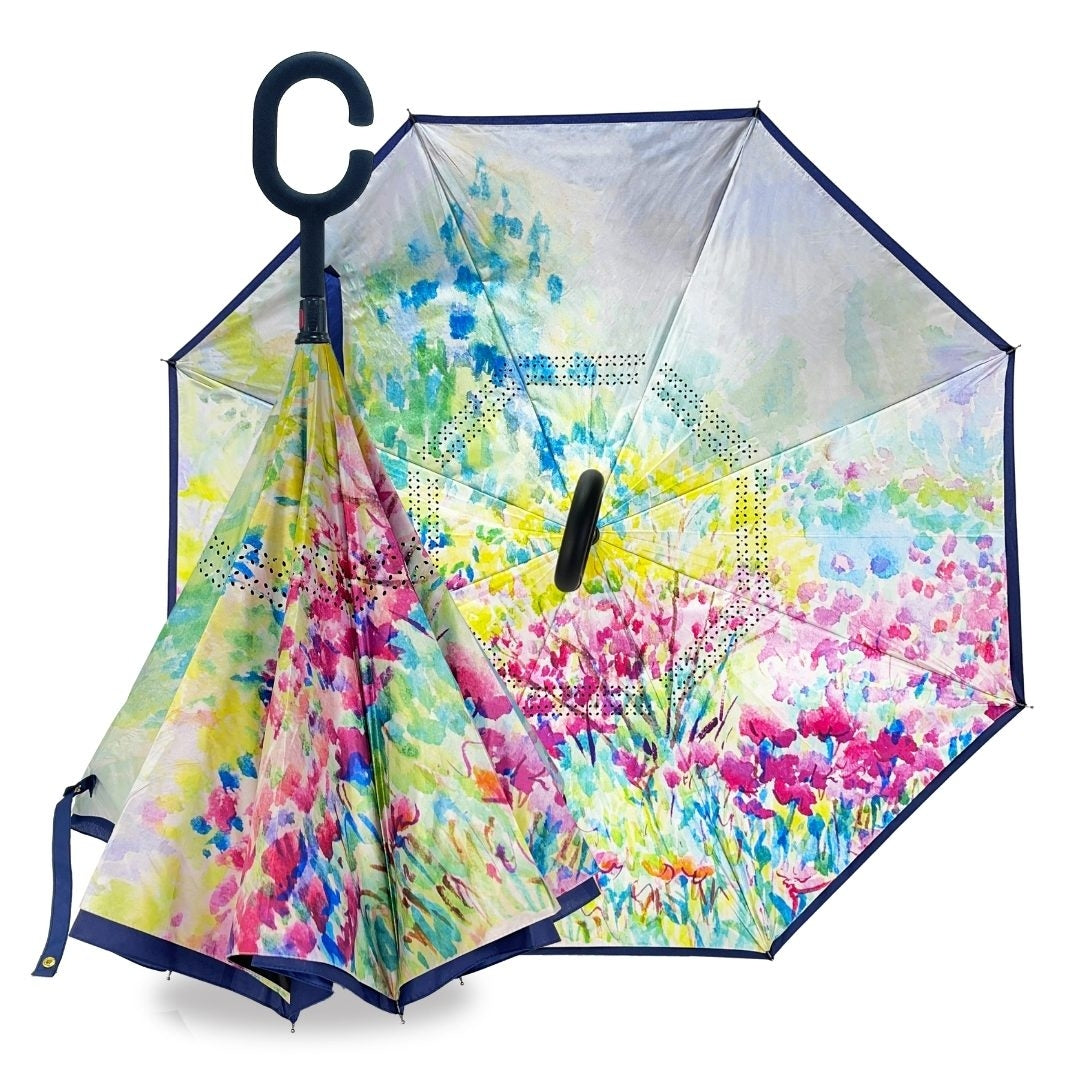 IOco Reverse Umbrella UPF50+ - Watercolour Fields