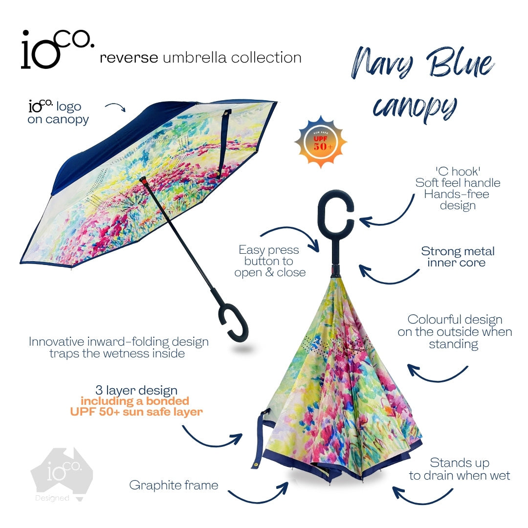 IOco Reverse Umbrella UPF50+ - Watercolour Fields