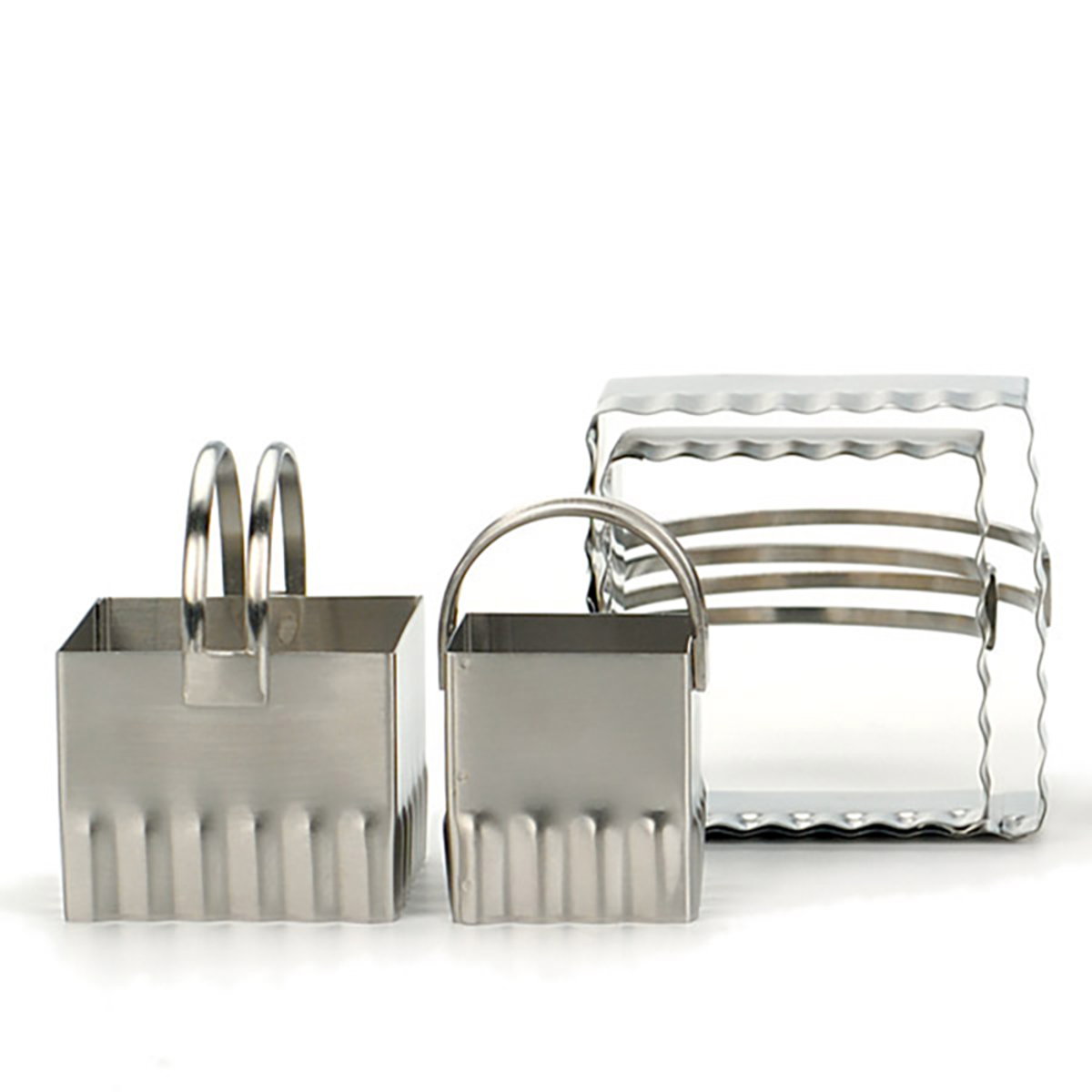 RSVP Endurance Square Rippled Biscuit Cutter Set 4