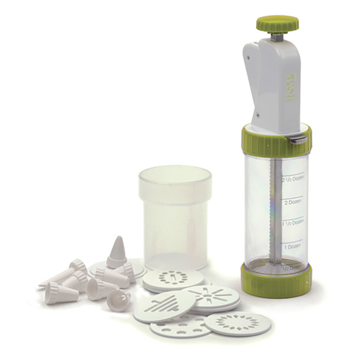 RSVP Endurance 12 Discs Cookie Press - 8 Decorating Tips