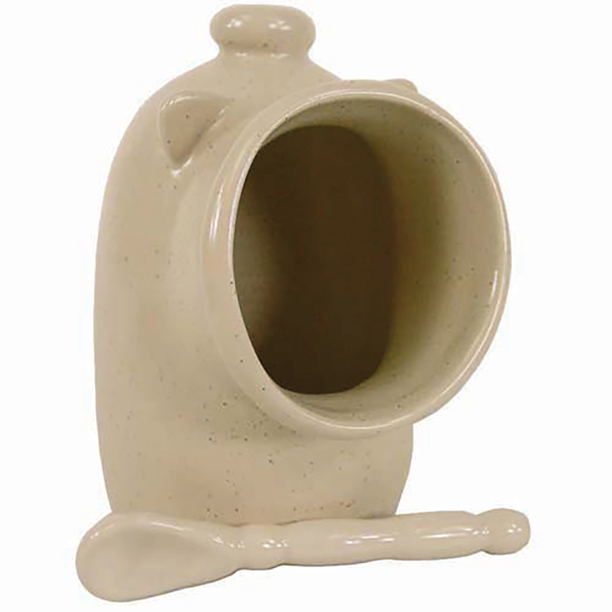 RSVP Stoneware Salt Pig with Spoon 12.5cm - Oatmeal