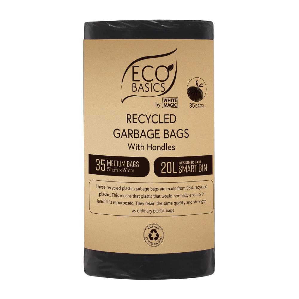 Eco Basics Recycled Garbage Bags, Medium, 20L, 35 Bags