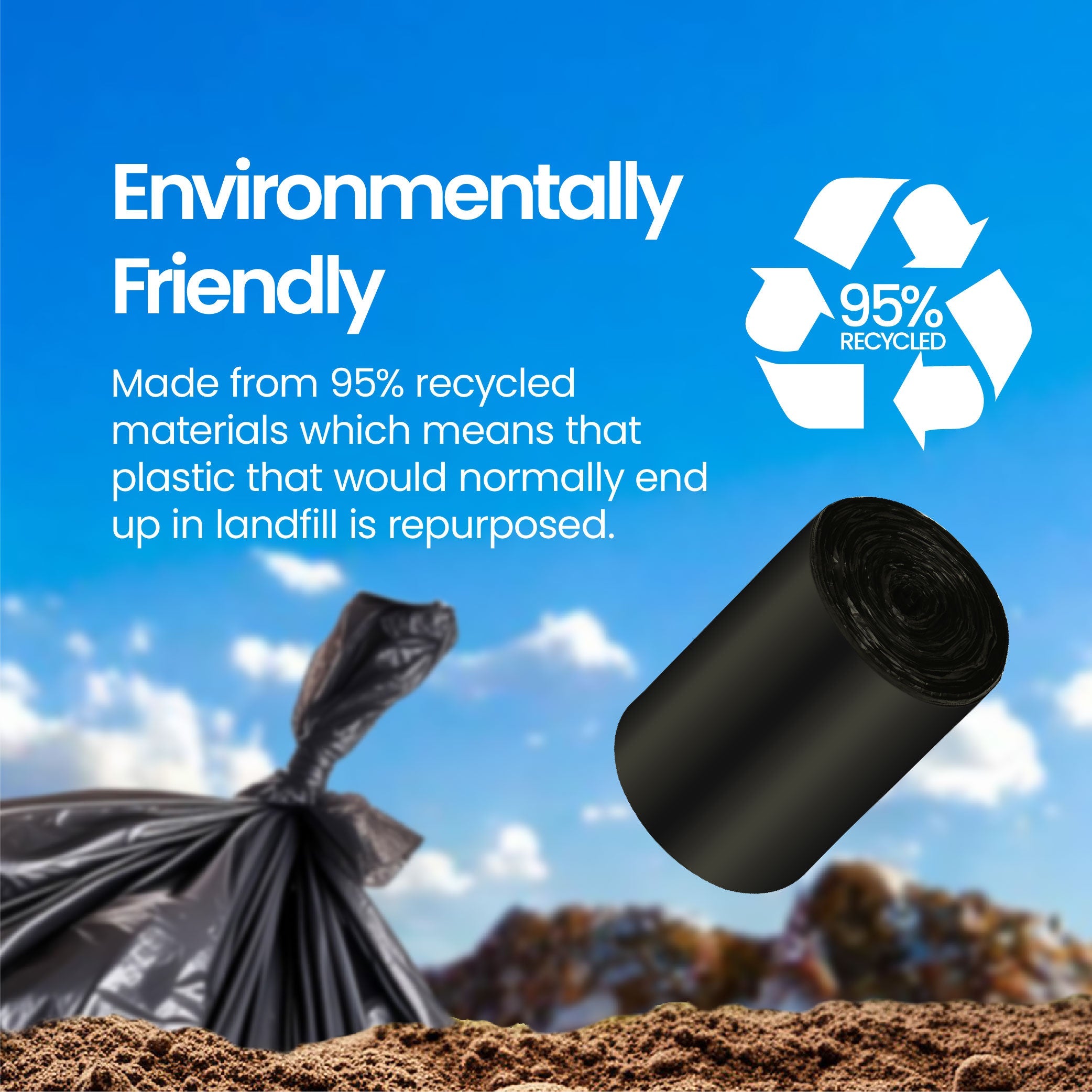 Eco Basics Recycled Garbage Bags, Large, 50L, 20 Bags